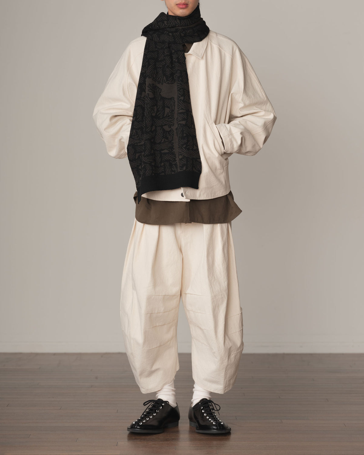 Knit Scarf- Wool100% Jacquard Knit- Isle Rope- Dark Brown