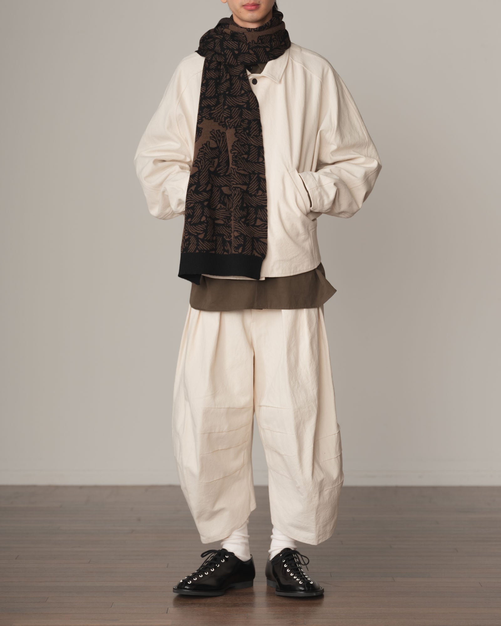 Knit Scarf- Wool100% Jacquard Knit- Isle Rope- Brown