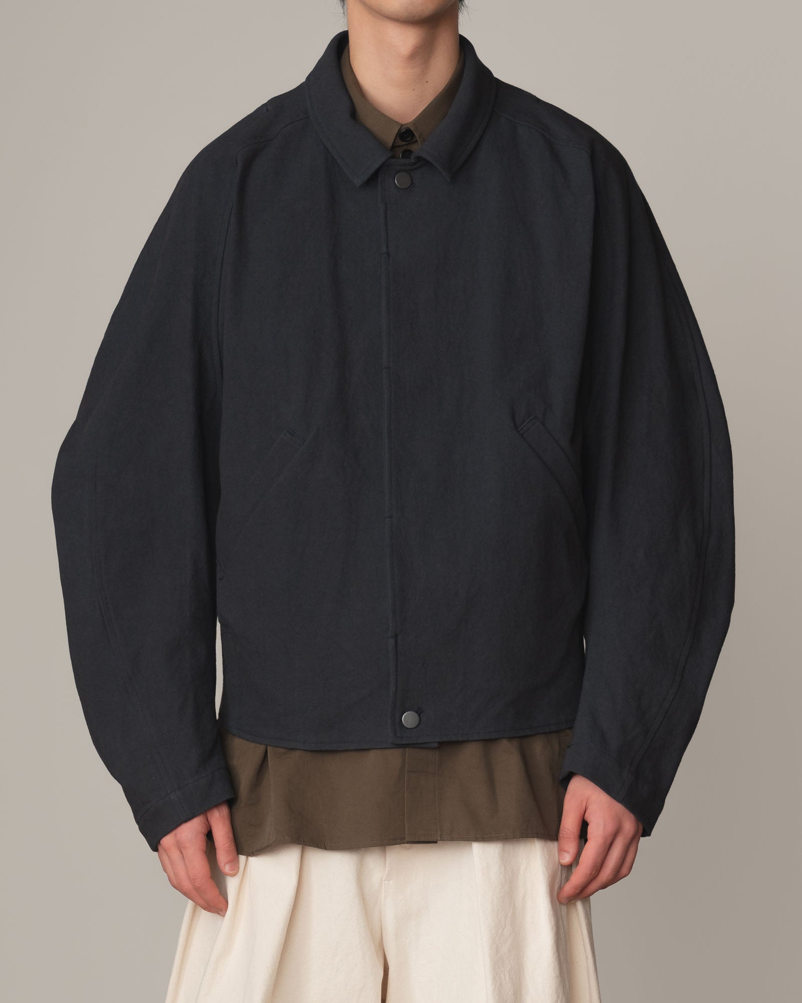 Jacket 191B- Cotton100% Oxford Print- Embroidery Rope Print- Navy
