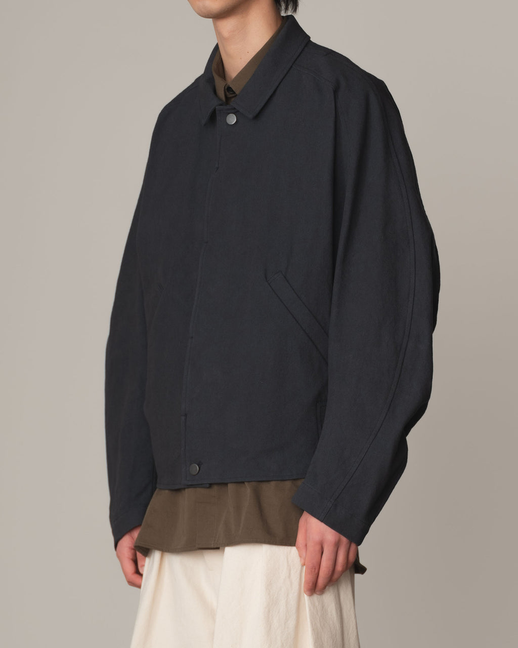 Jacket 191B- Cotton100% Oxford Print- Embroidery Rope Print- Navy