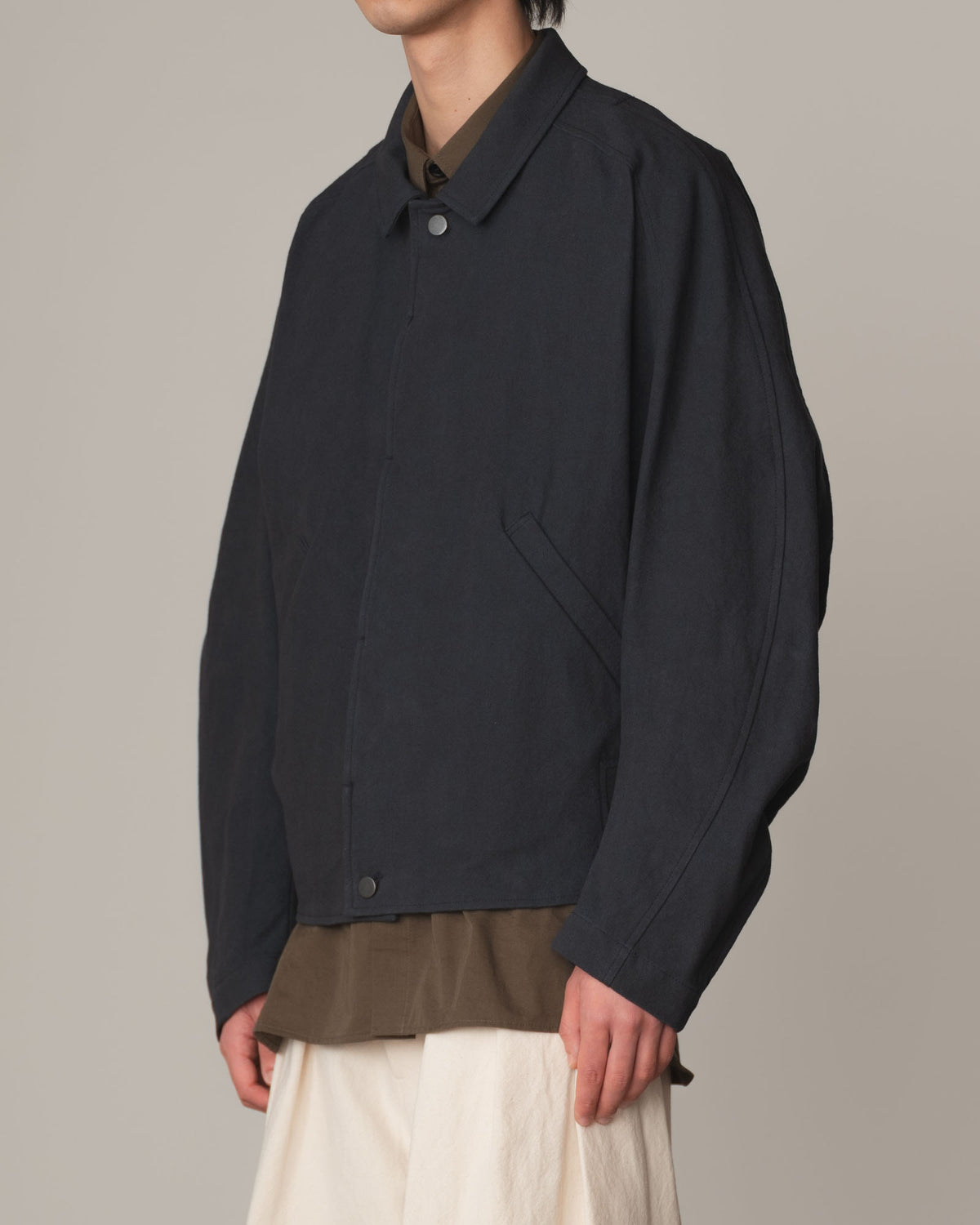 Jacket 191B- Cotton100% Oxford Print- Embroidery Rope Print- Navy