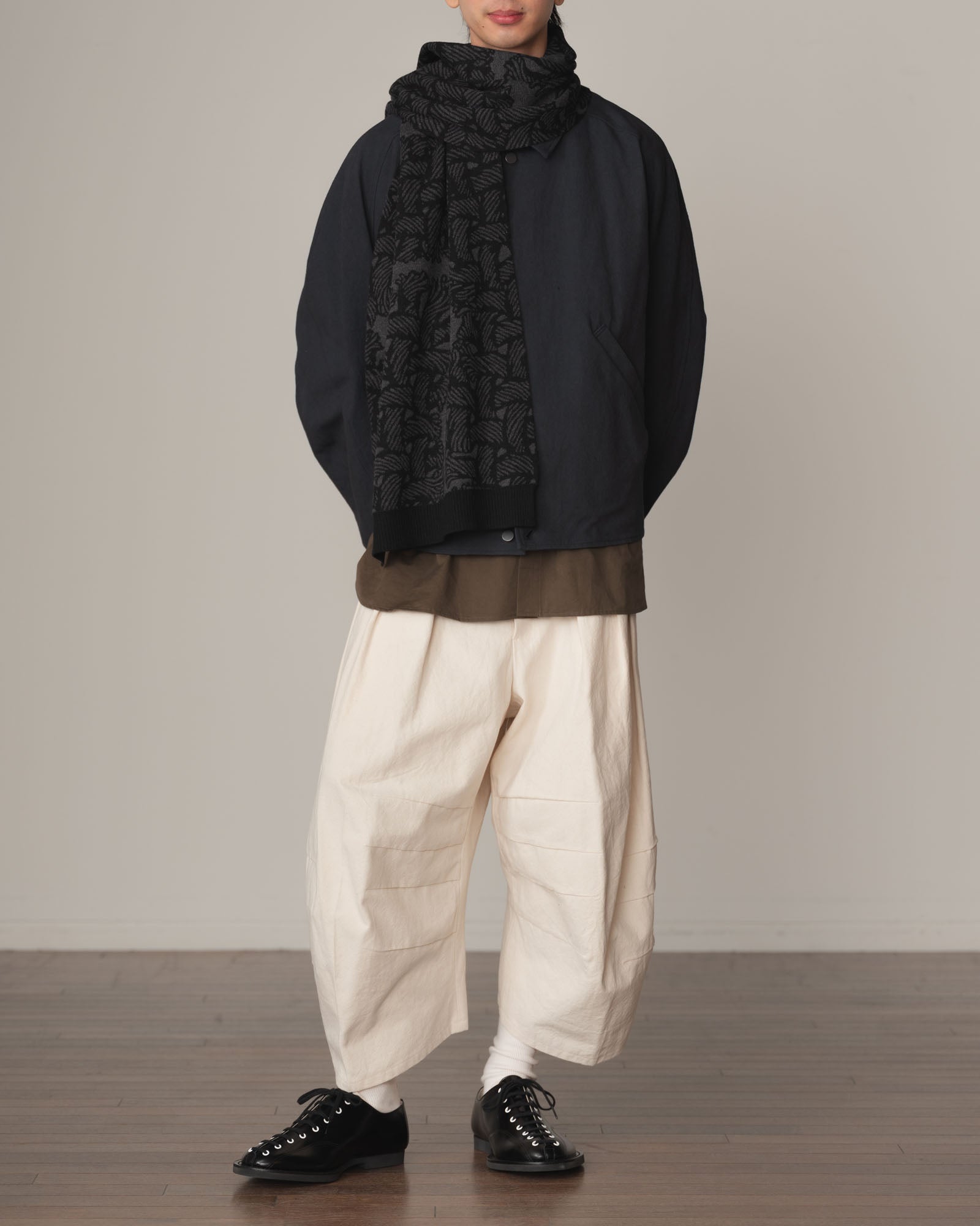 Jacket 191B- Cotton100% Oxford Print- Embroidery Rope Print- Navy