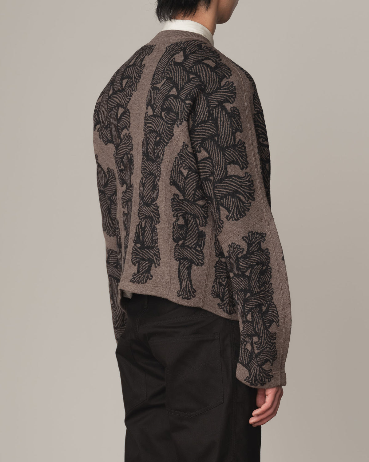 Knit Cardigan 203K- Wool100% Jacquard Knit- 203K Rope- Beige