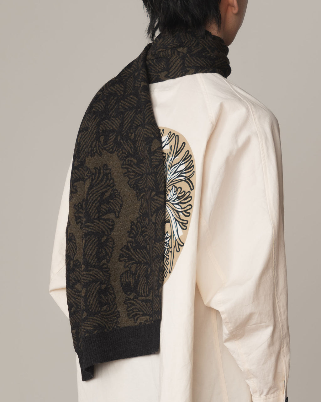 Knit Scarf- Wool100% Jacquard Knit- Isle Rope- Khaki