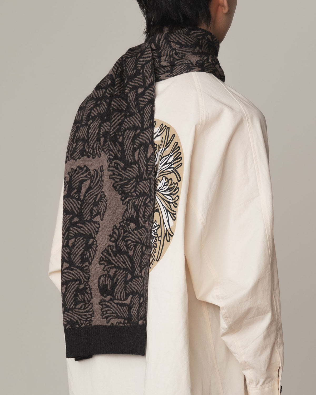 Knit Scarf- Wool100% Jacquard Knit- Isle Rope- Beige
