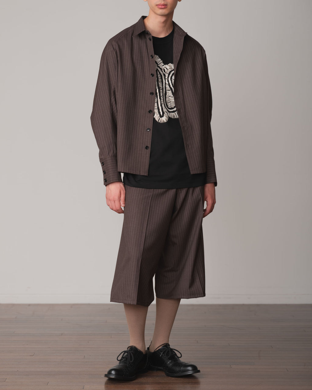 Trousers 2102- Summer Wool100% Pin Stripe- Brown