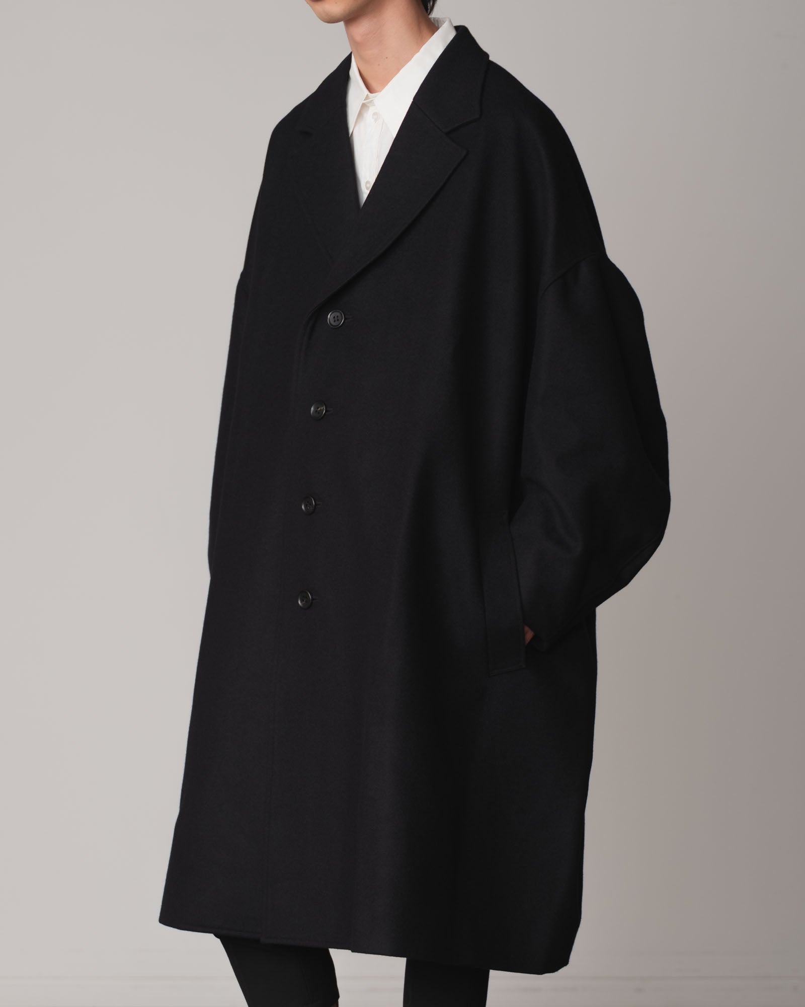 Coat 336- Wool100% Melton- Black