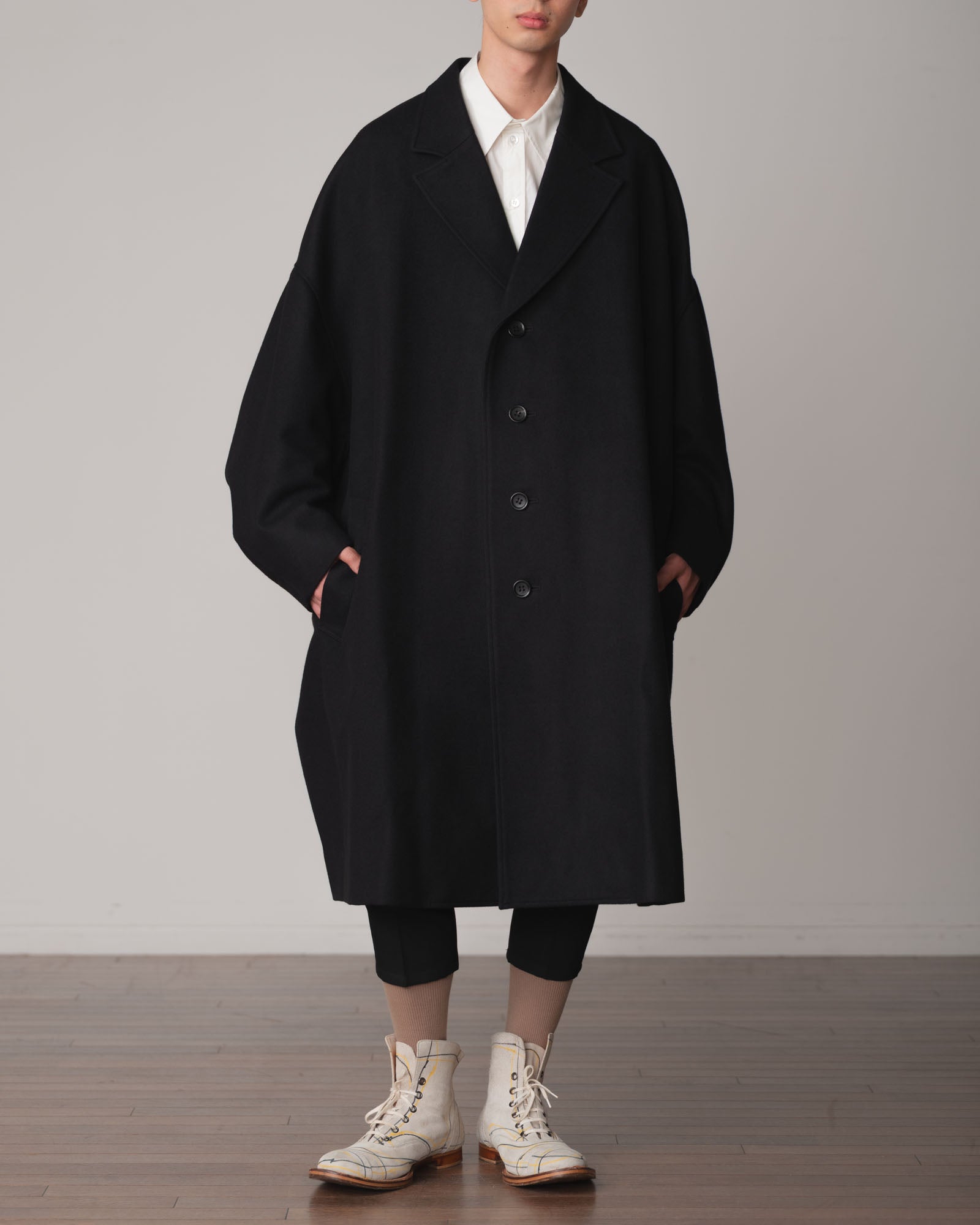 Coat 336- Wool100% Melton- Black
