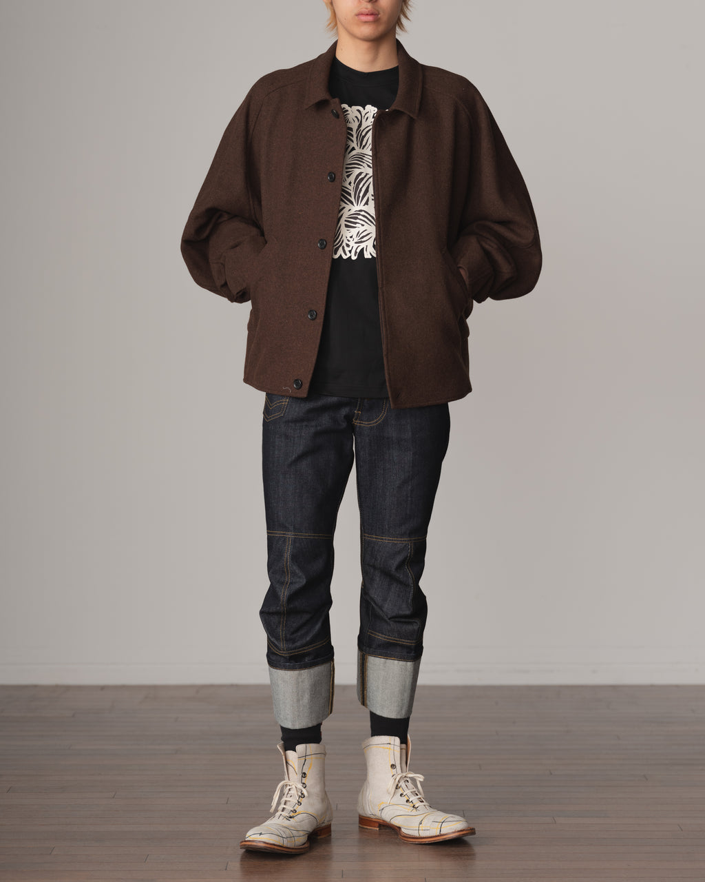 Tshirt Printed- Cotton100% Jersey- Painting Series 01- Black Body Brown Base