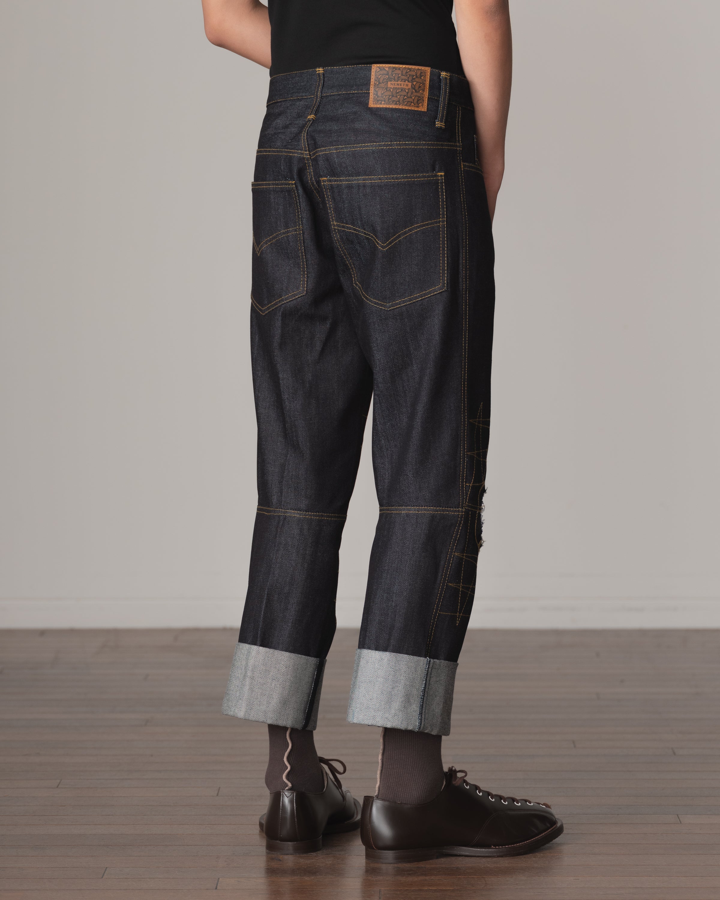 Trousers RL20- Cotton100% Denim- Yellow Stitch- Indigo