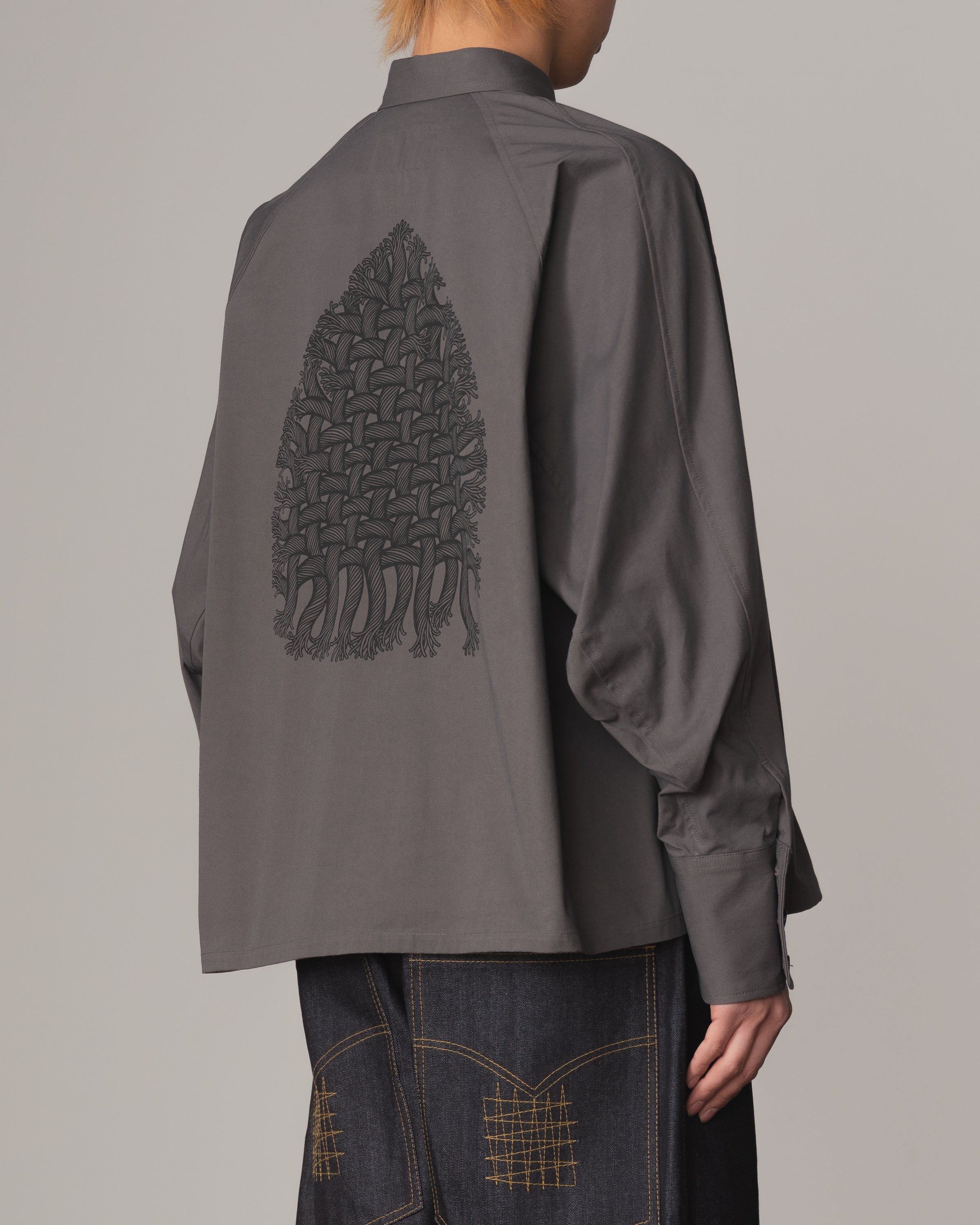 Shirt 988- Cotton100% Twill- Iron Rope Print- Grey