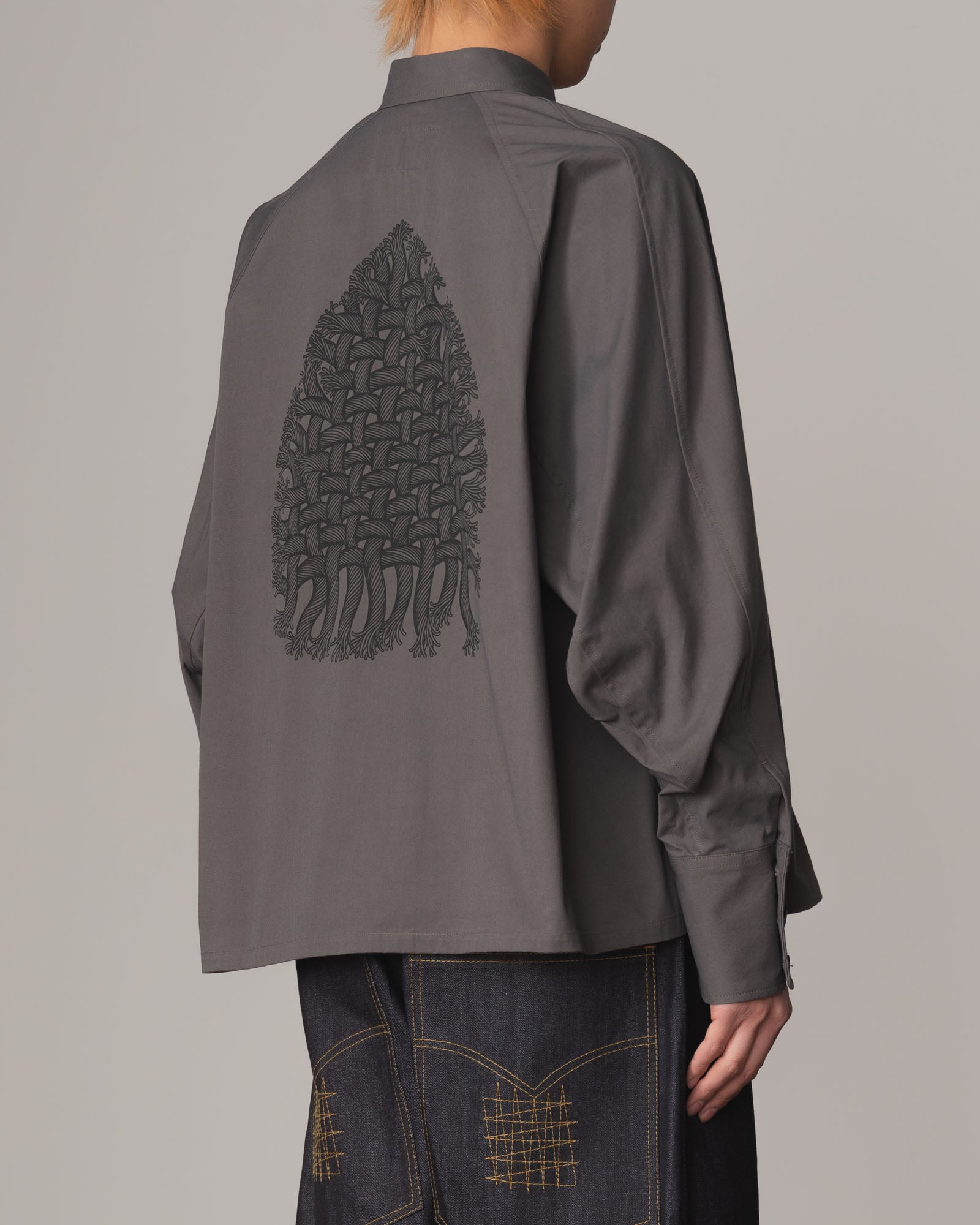 Shirt 988- Cotton100% Twill- Iron Rope Print- Grey