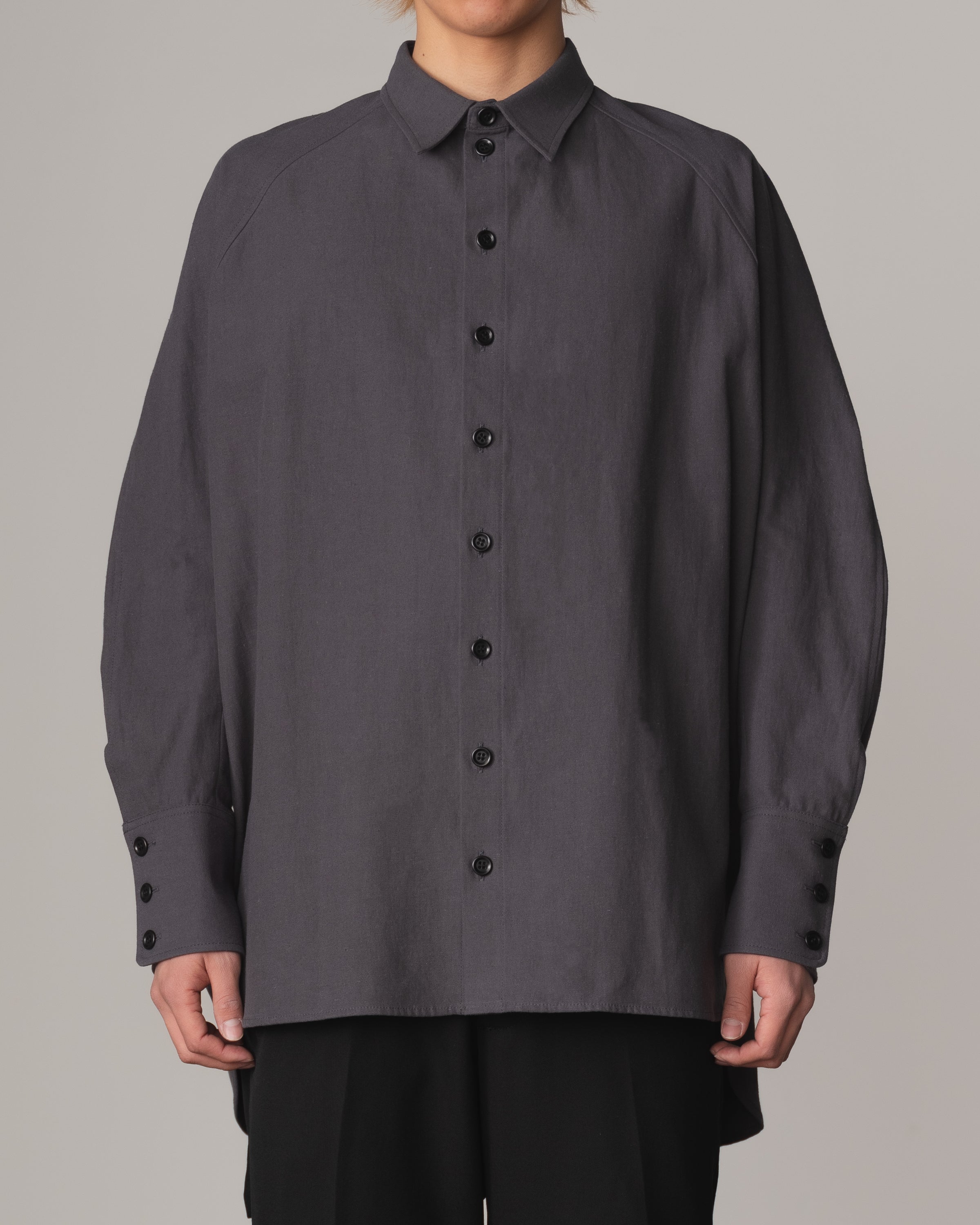 Shirt 988R- Cotton84% Hemp16% Twill- Waving Rope Print- Grey