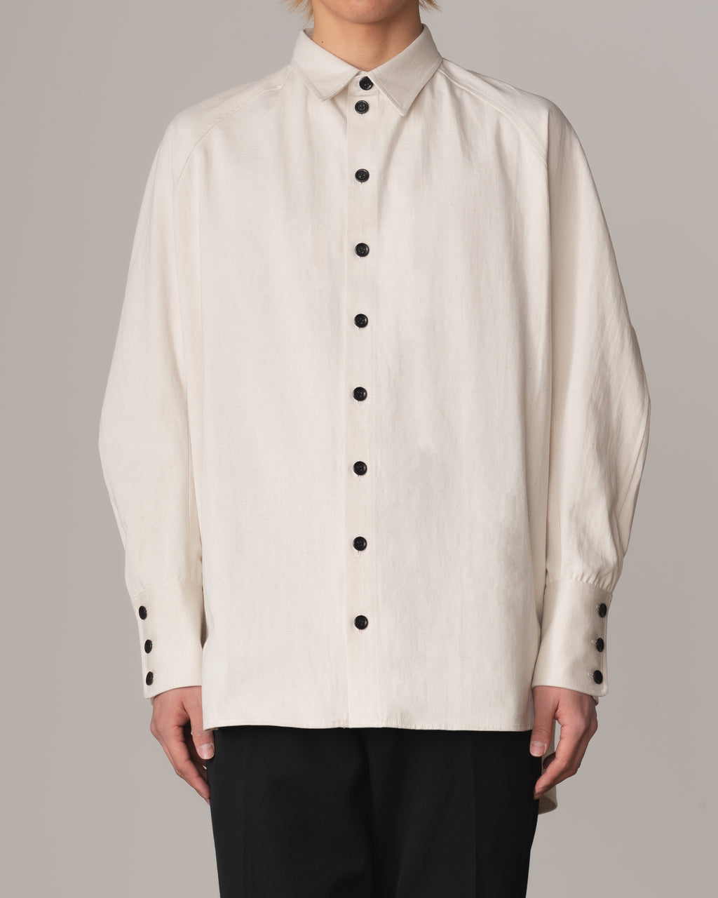 Shirt 988R- Cotton84% Hemp16% Twill- Waving Rope Print- Natural