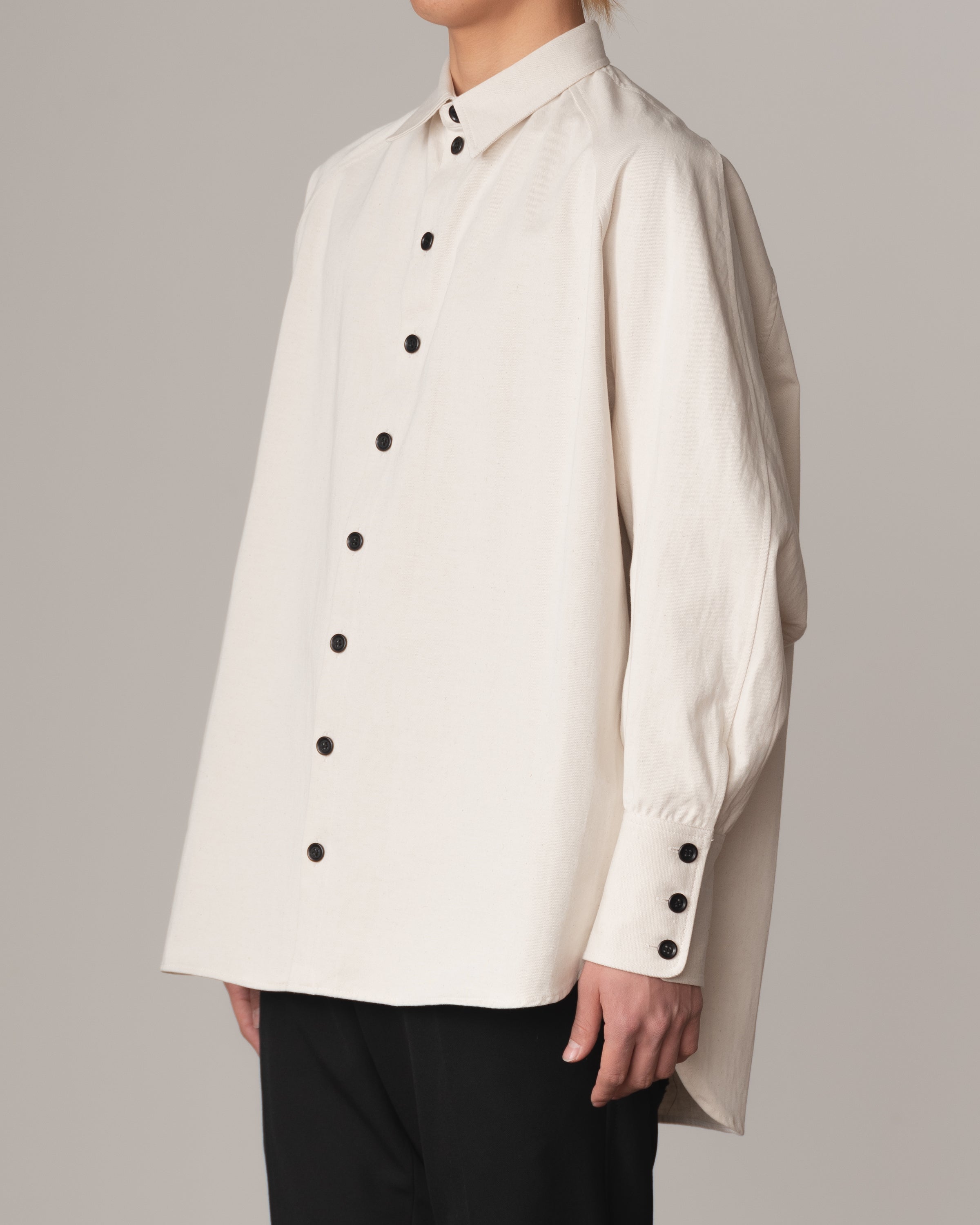 Shirt 988R- Cotton84% Hemp16% Twill- Waving Rope Print- Natural