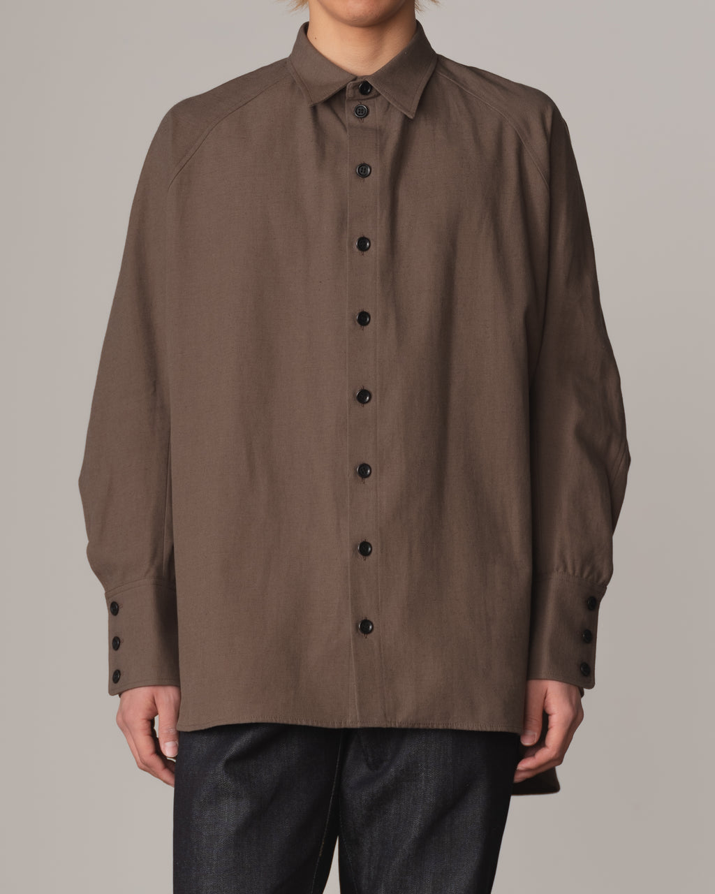 Shirt 988R- Cotton84% Hemp16% Twill- Waving Rope Print- Khaki