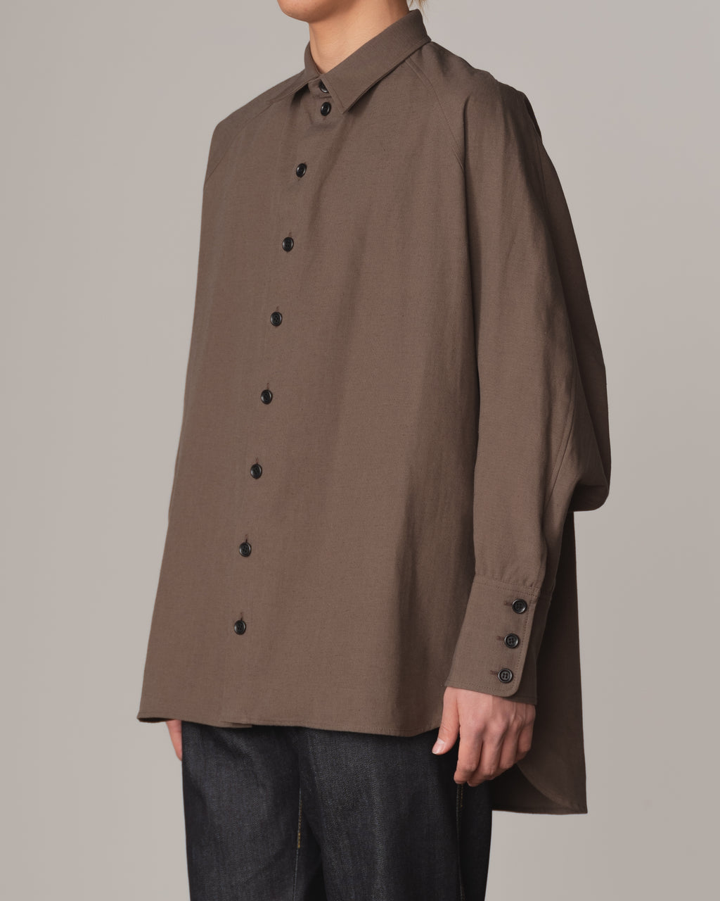 Shirt 988R- Cotton84% Hemp16% Twill- Waving Rope Print- Khaki