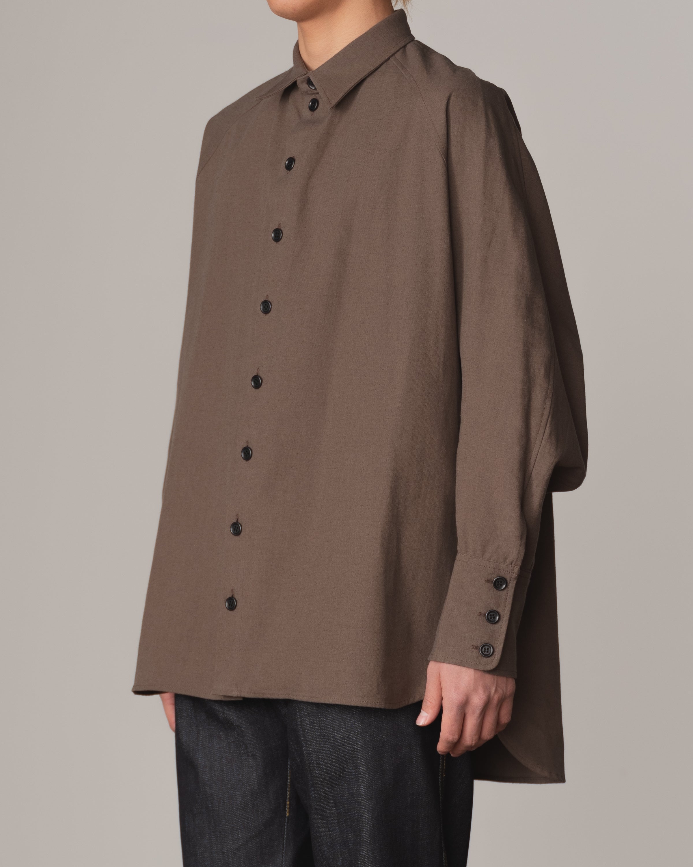 Shirt 988R- Cotton84% Hemp16% Twill- Waving Rope Print- Khaki