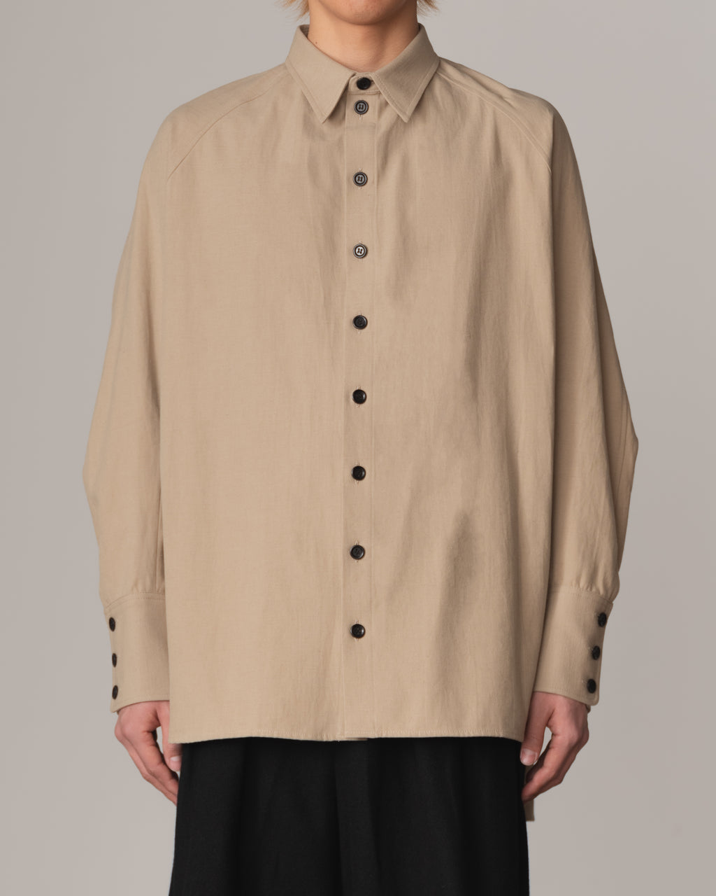 Shirt 988R- Cotton84% Hemp16% Twill- Waving Rope Print- Beige