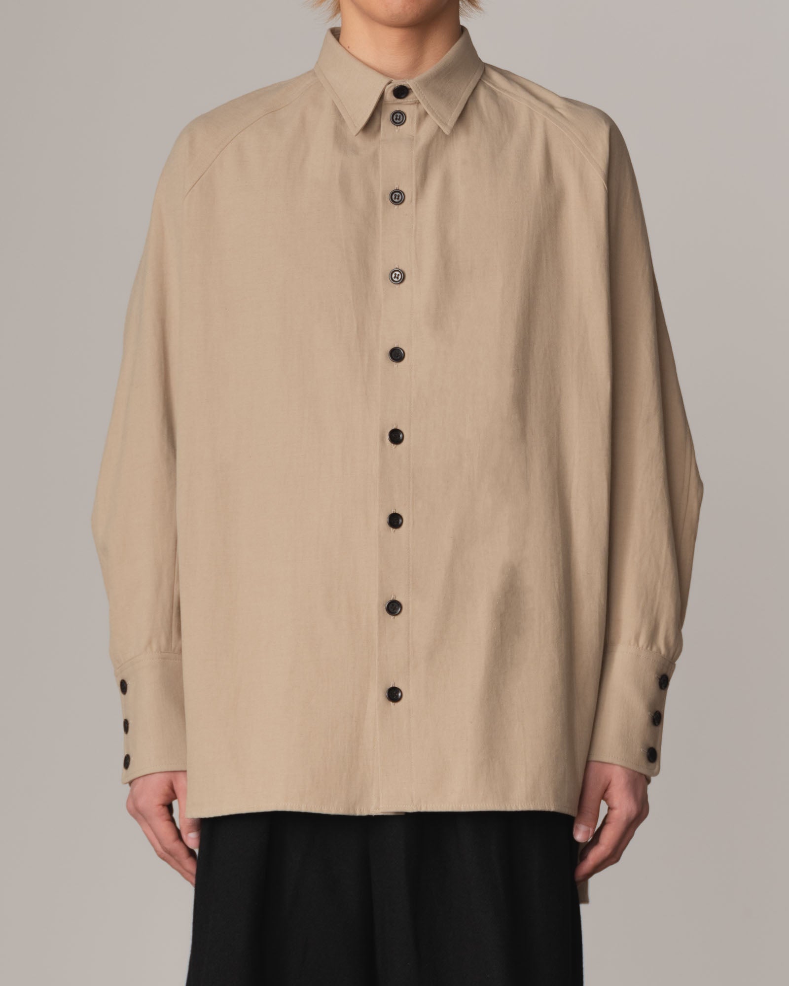 Shirt 988R- Cotton84% Hemp16% Twill- Waving Rope Print- Beige