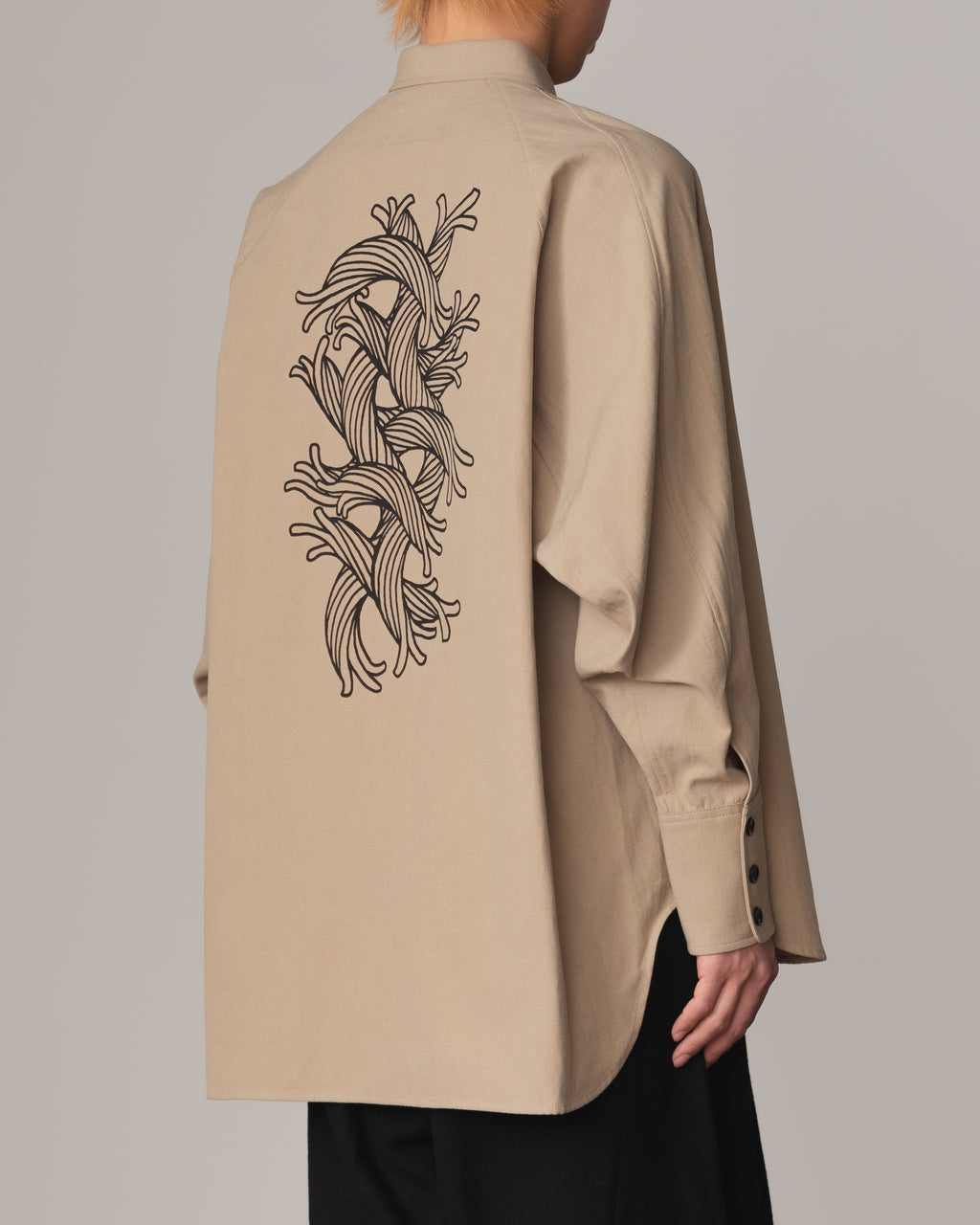 Shirt 988R- Cotton84% Hemp16% Twill- Waving Rope Print- Beige