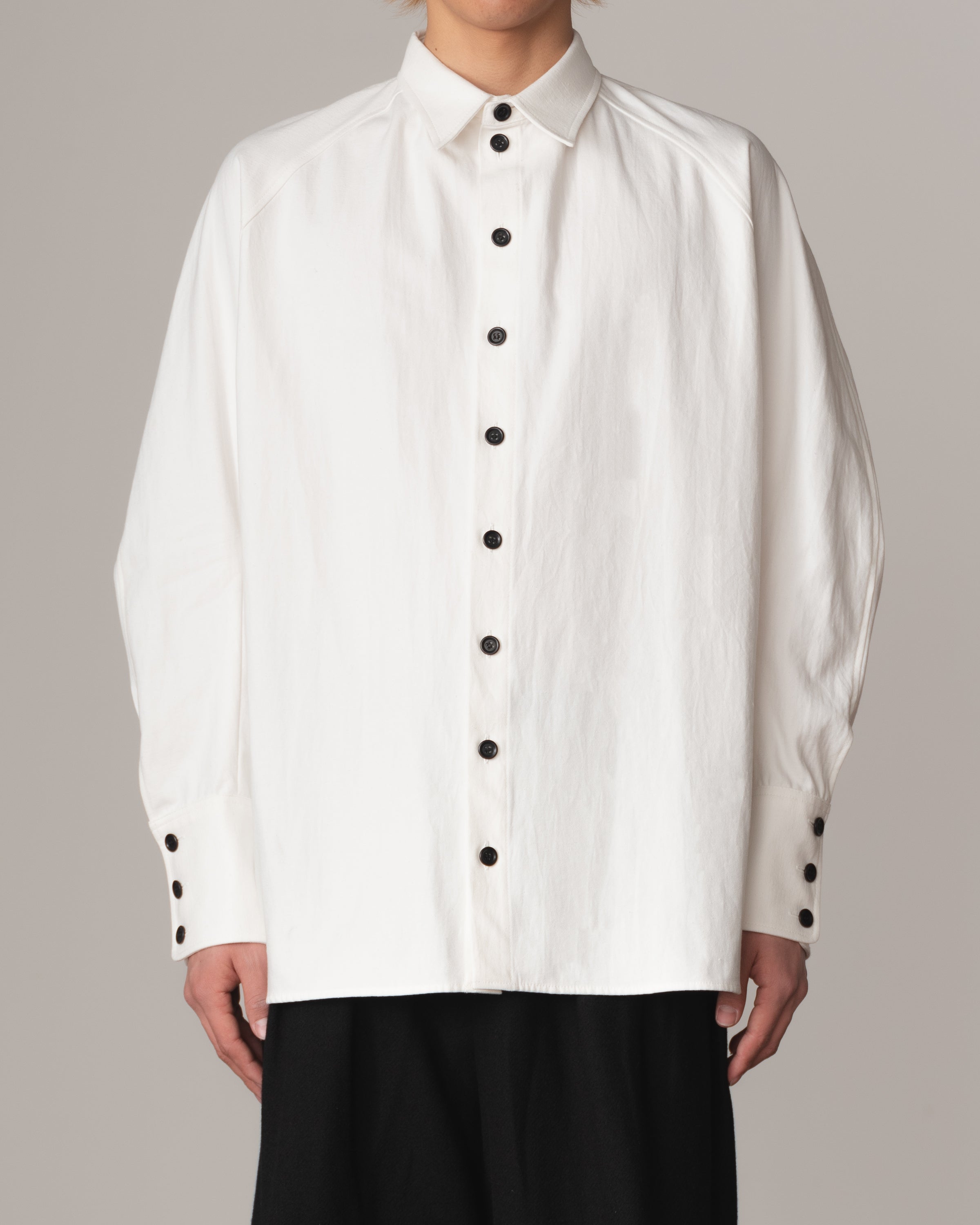 Shirt 988R- Cotton84% Hemp16% Twill- Waving Rope Print- Off White