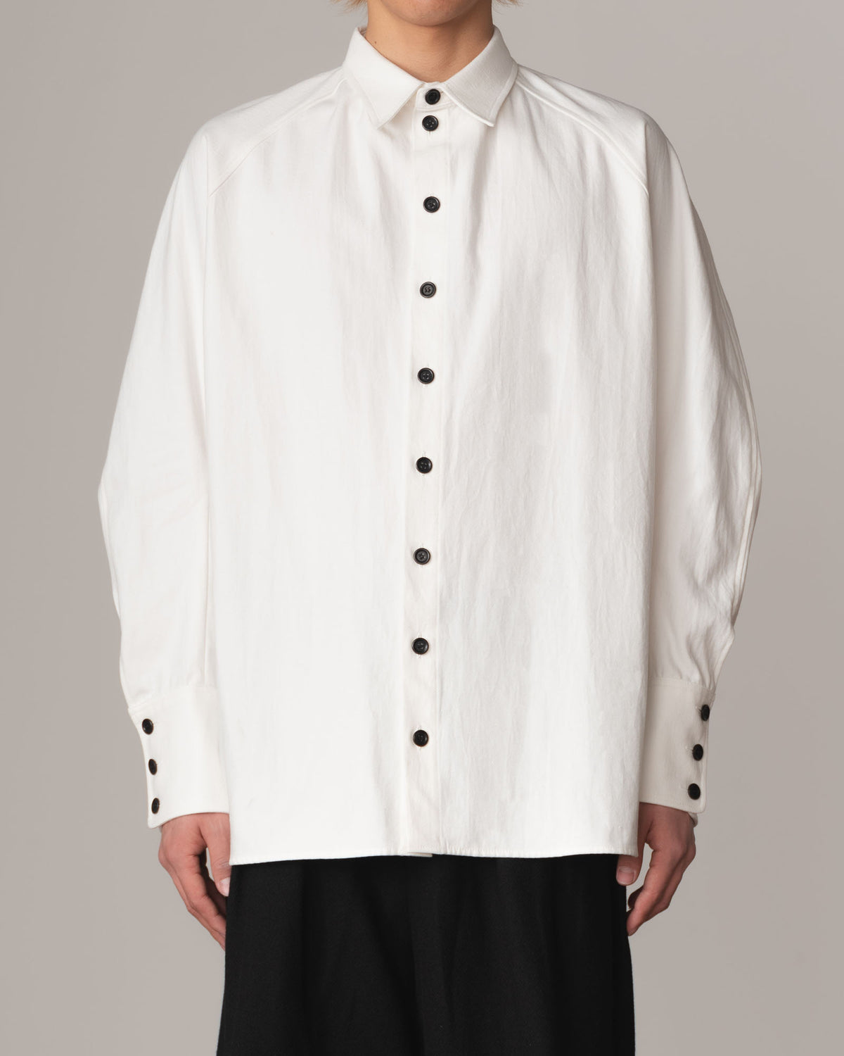 Shirt 988R- Cotton84% Hemp16% Twill- Waving Rope Print- Off White