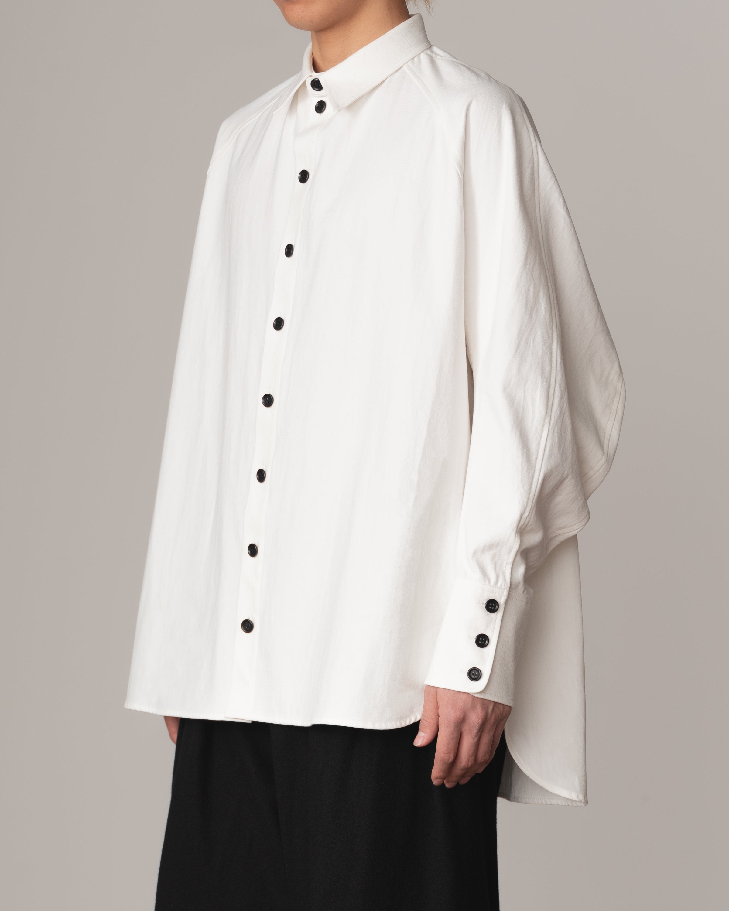 Shirt 988R- Cotton84% Hemp16% Twill- Waving Rope Print- Off White