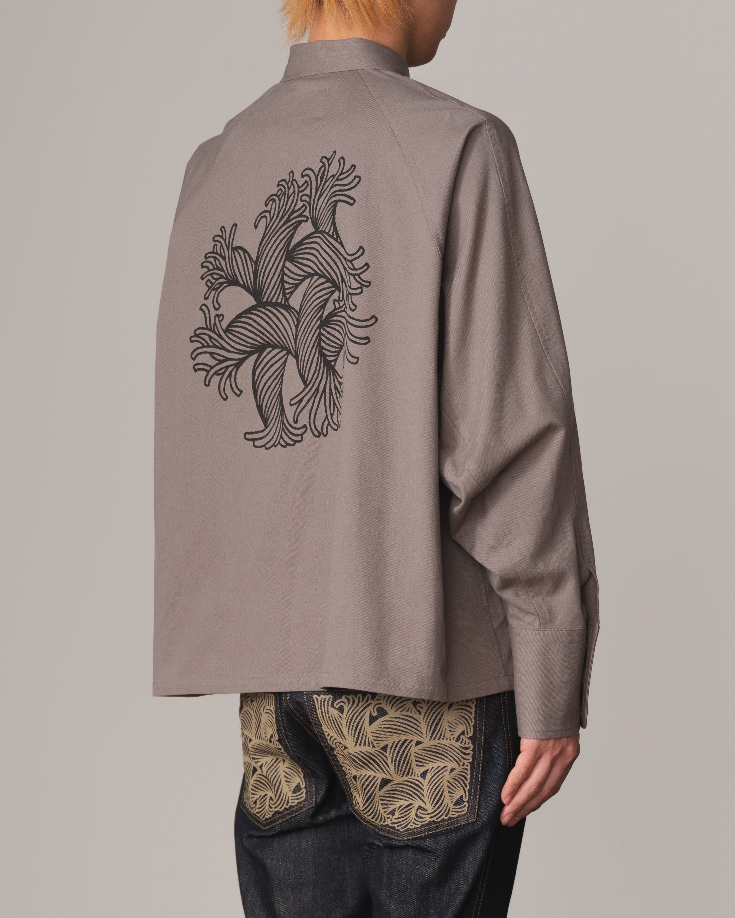 Shirt 988- Cotton100% Sdn- Embroidery Rope Print- Grey