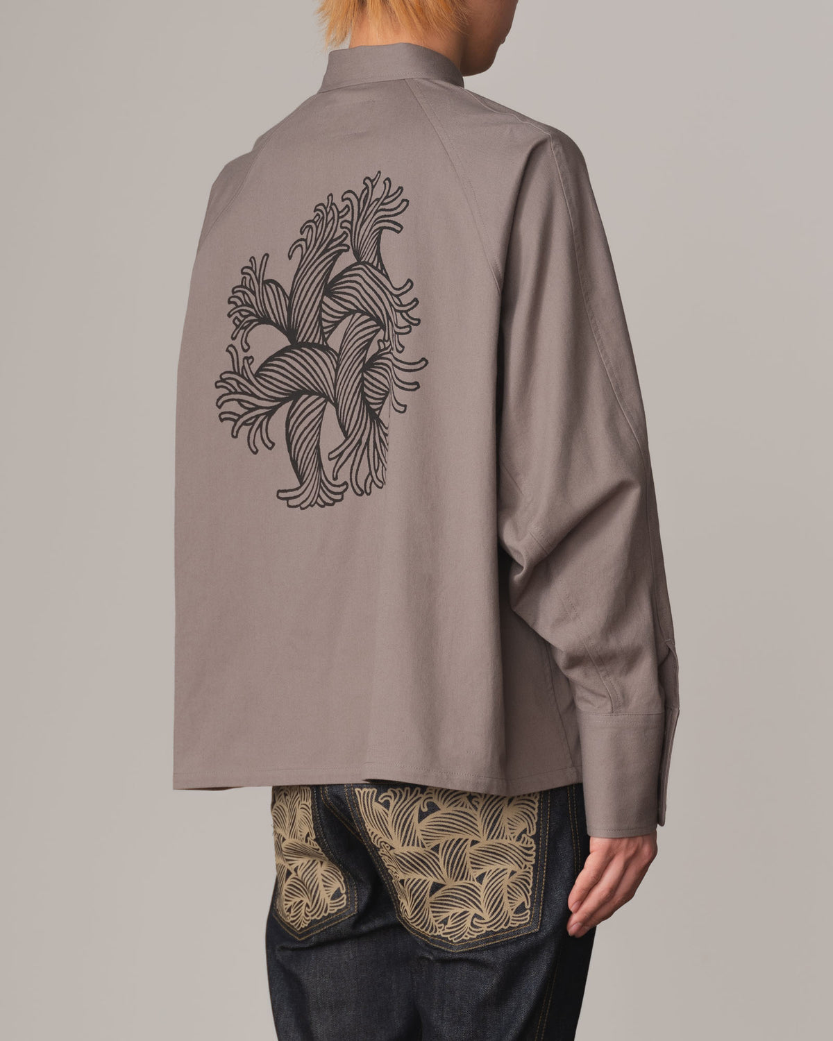 Shirt 988- Cotton100% Sdn- Embroidery Rope Print- Grey