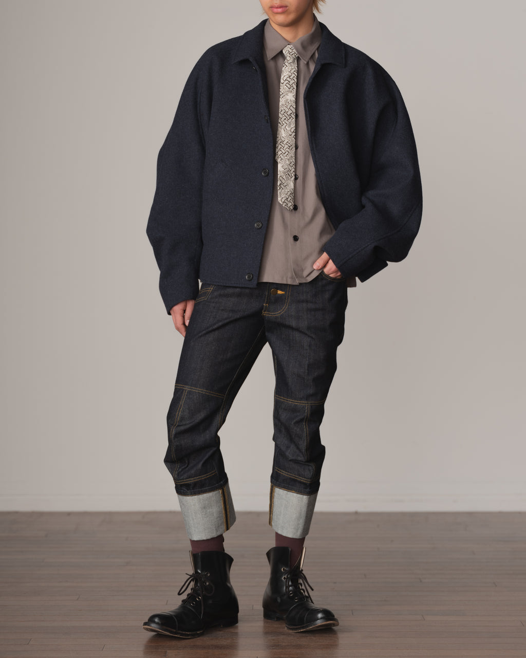 Shirt 988- Cotton100% Sdn- Embroidery Rope Print- Grey