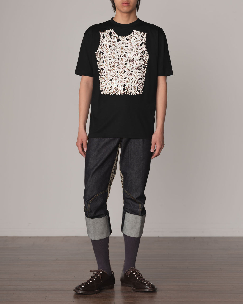 Tshirt Printed- Cotton100% Jersey- Rope Vest- Black