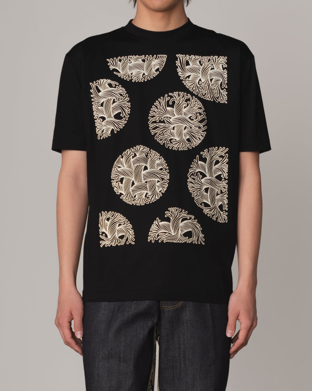 Tshirt Printed- Cotton100% Jersey- Bubble Rope Print- Black