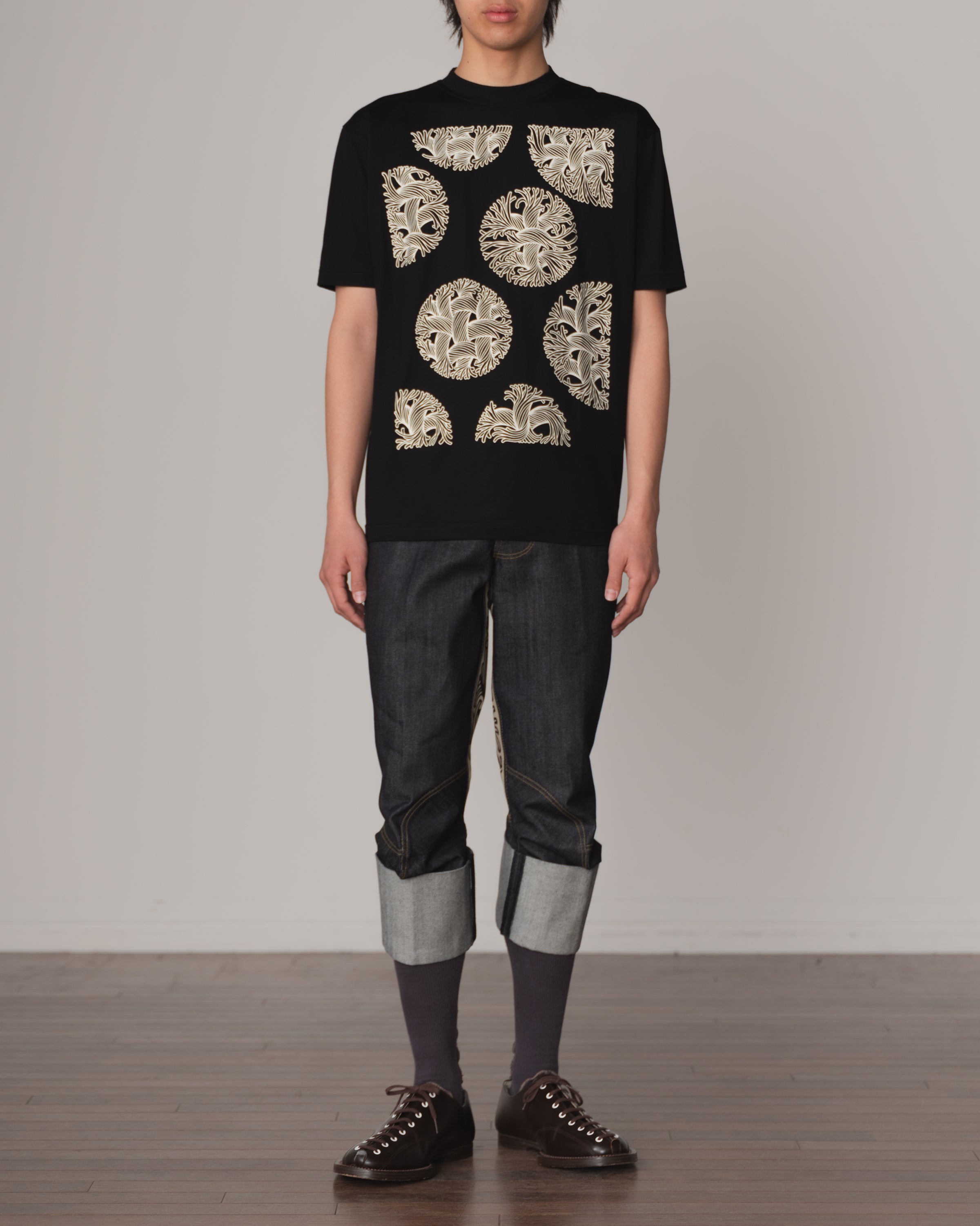 Tshirt Printed- Cotton100% Jersey- Bubble Rope Print- Black