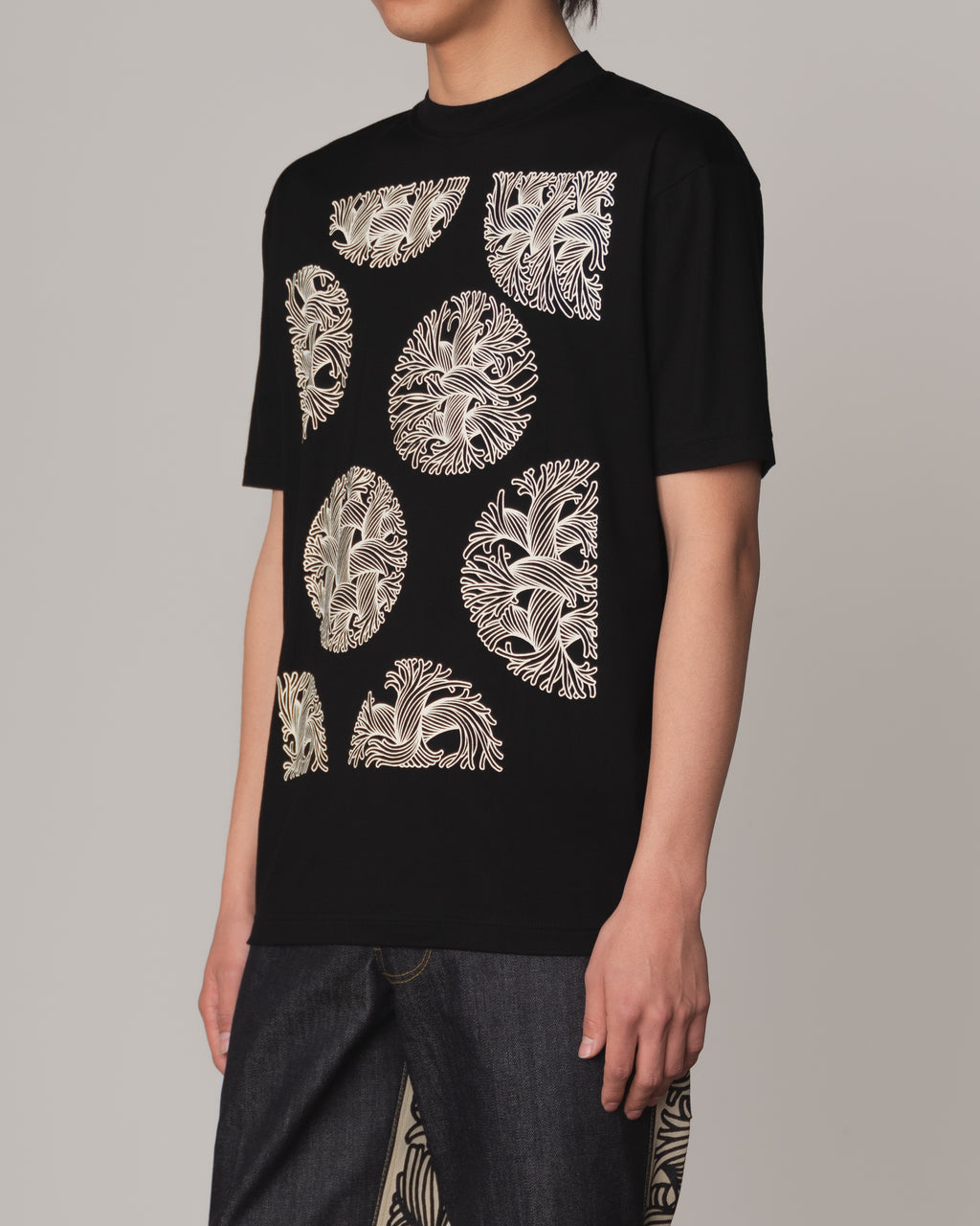 Tshirt Printed- Cotton100% Jersey- Bubble Rope Print- Black