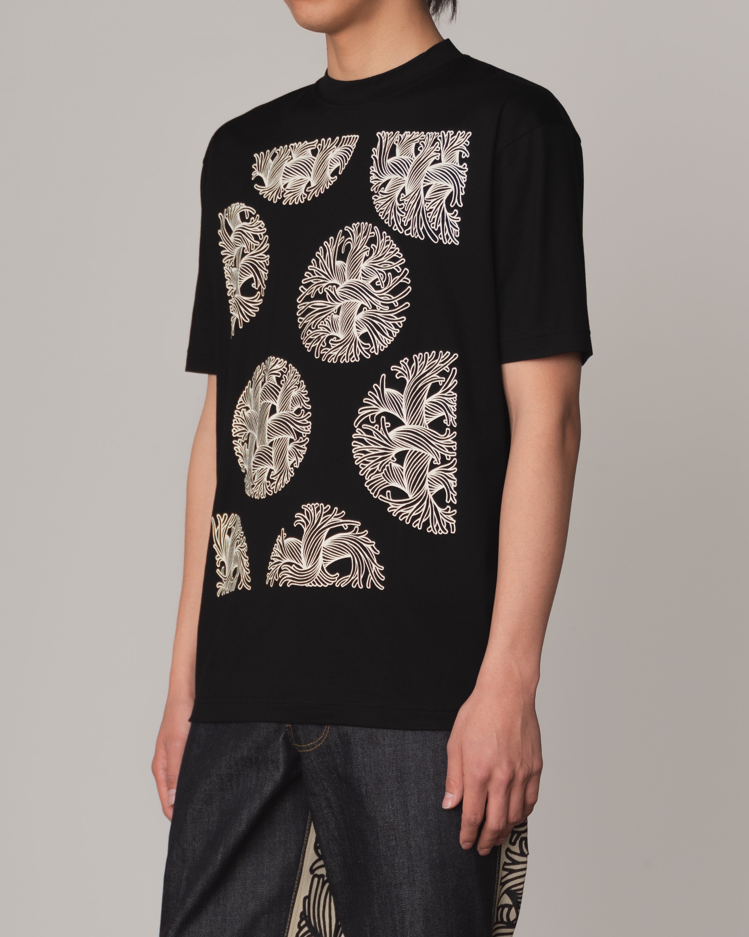 Tshirt Printed- Cotton100% Jersey- Bubble Rope Print- Black