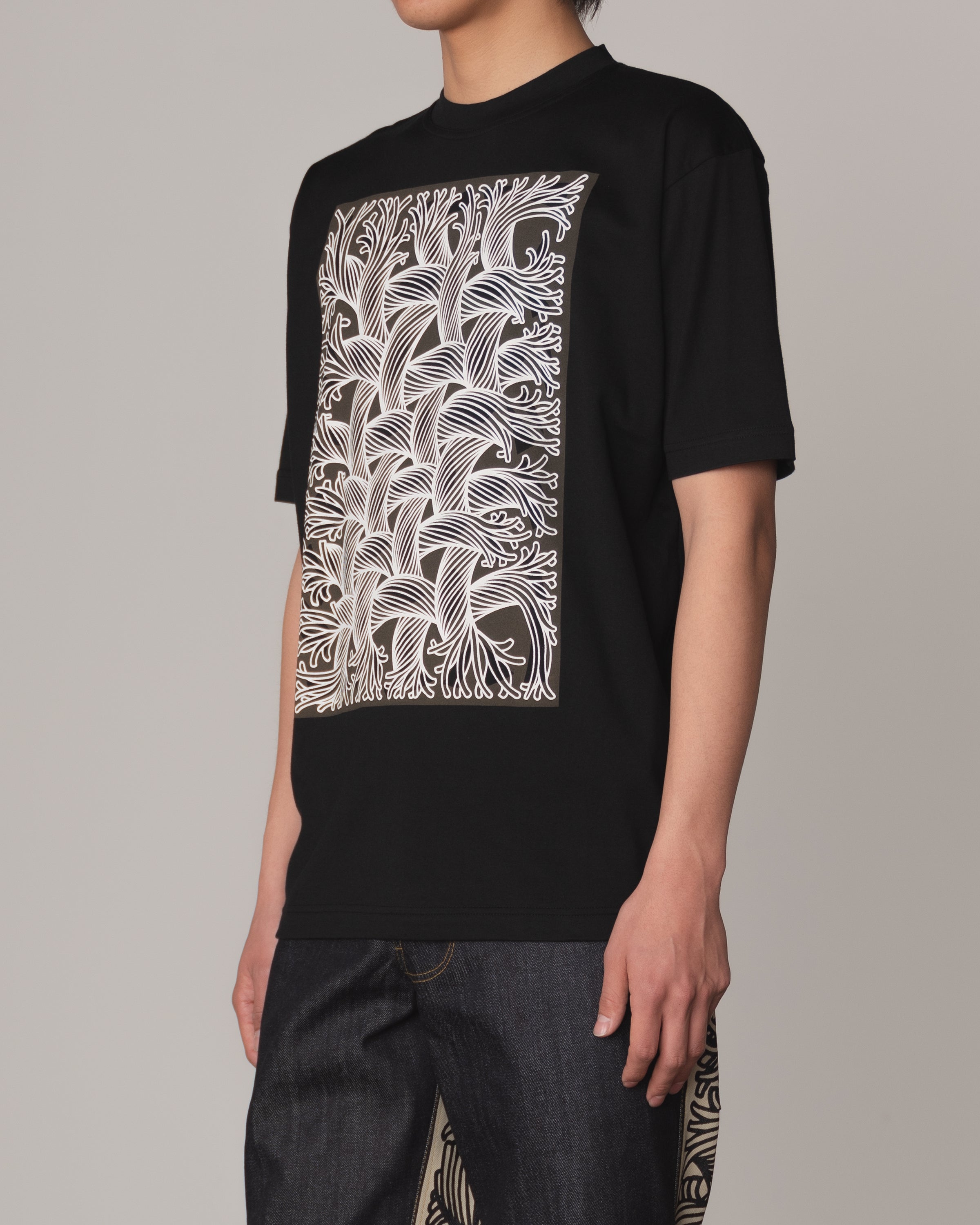 Tshirt Printed- Cotton100% Jersey- Mesh Rope Print- Black
