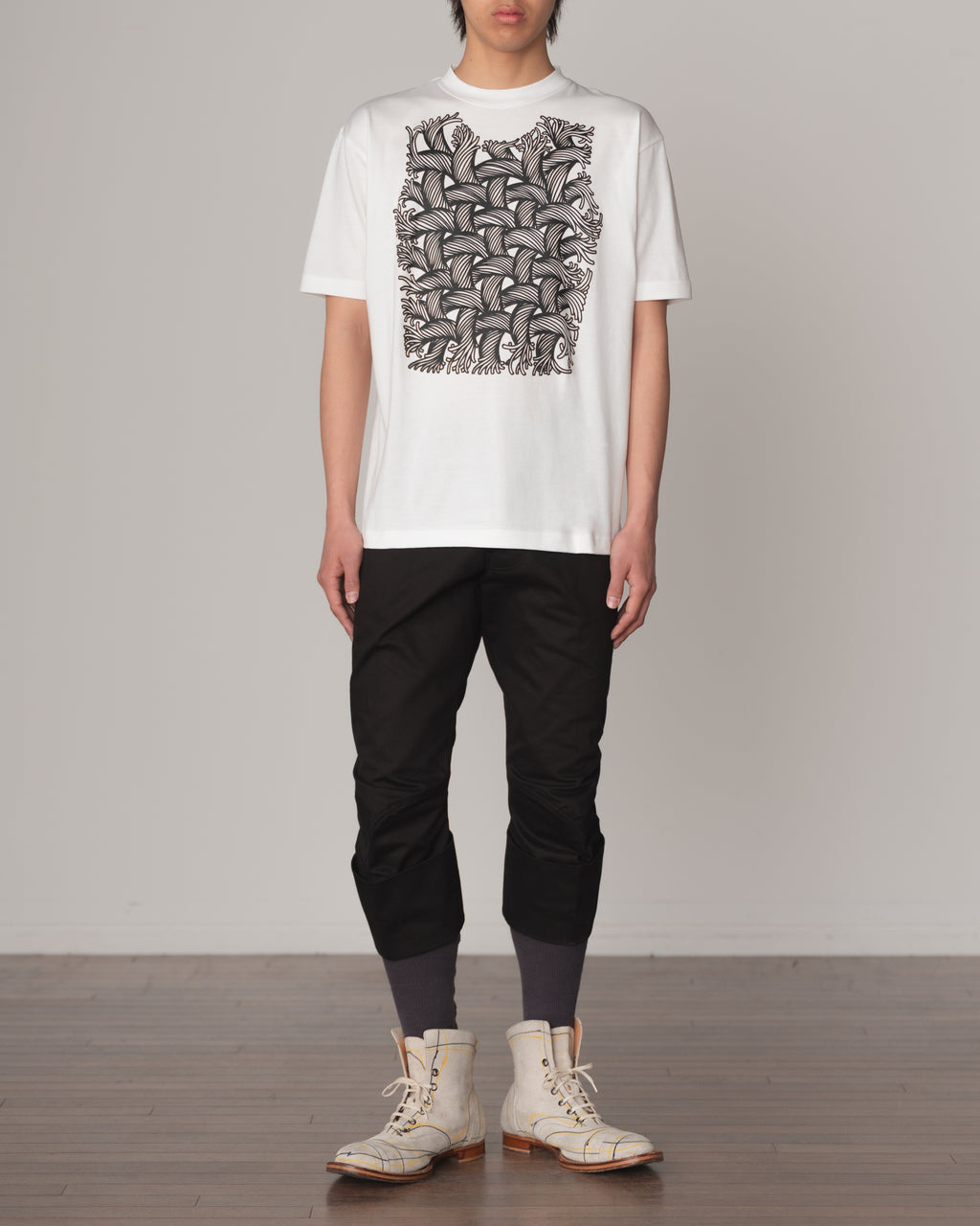 Tshirt Printed- Cotton100% Jersey- Rope Vest- White