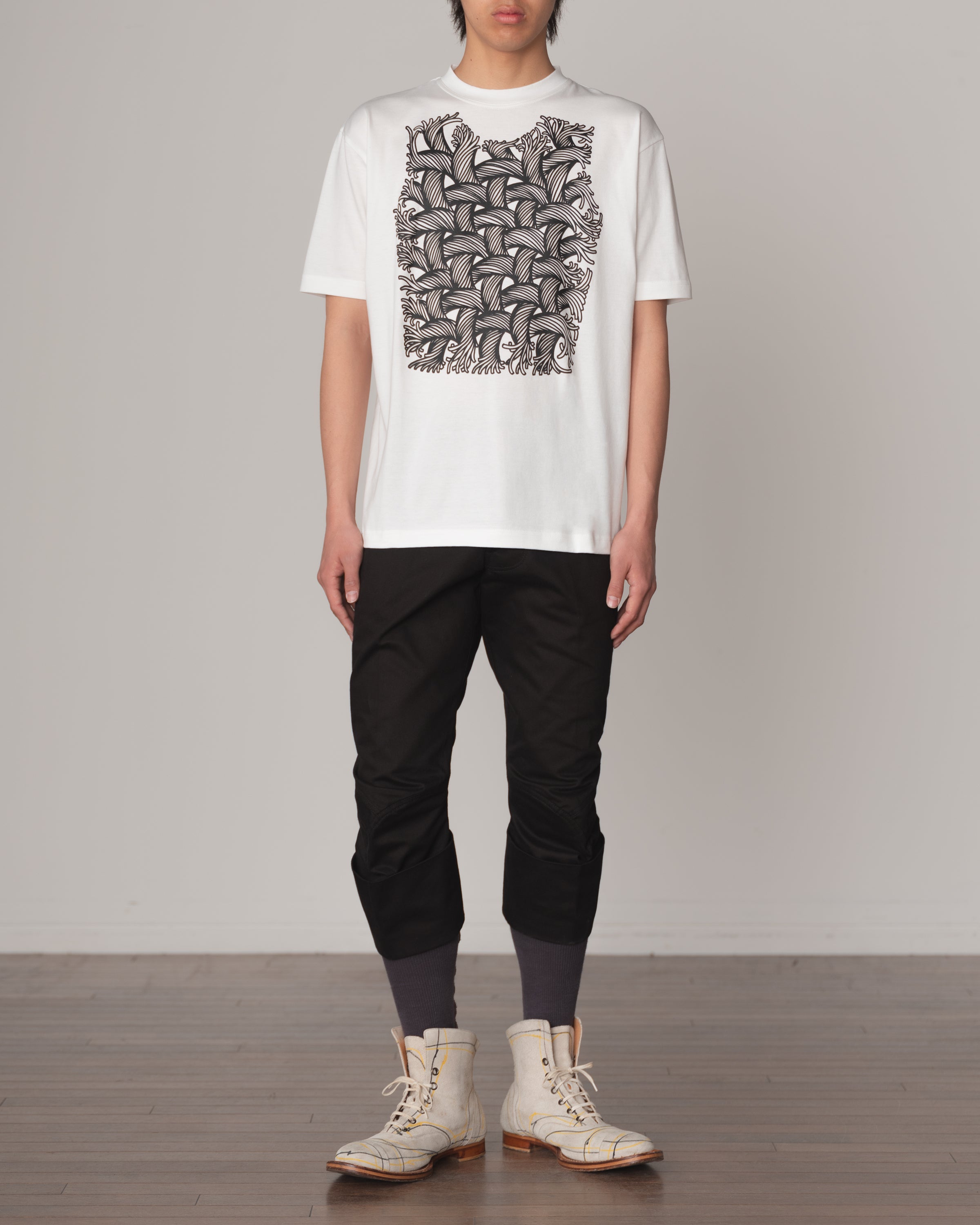 Tshirt Printed- Cotton100% Jersey- Rope Vest- White