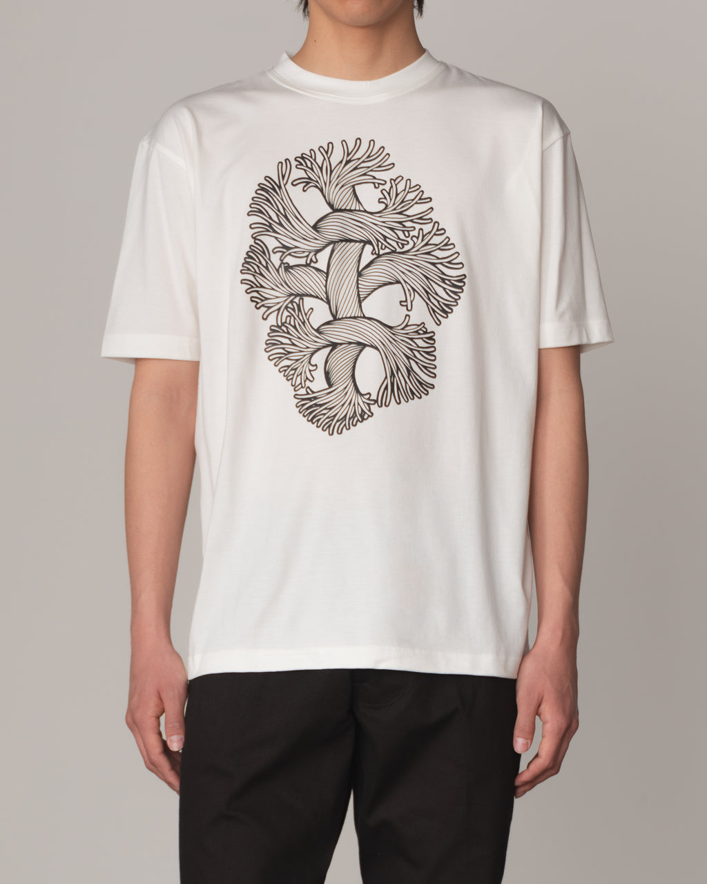 Tshirt Printed- Cotton100% Jersey- Cutout Rope- Fray- White