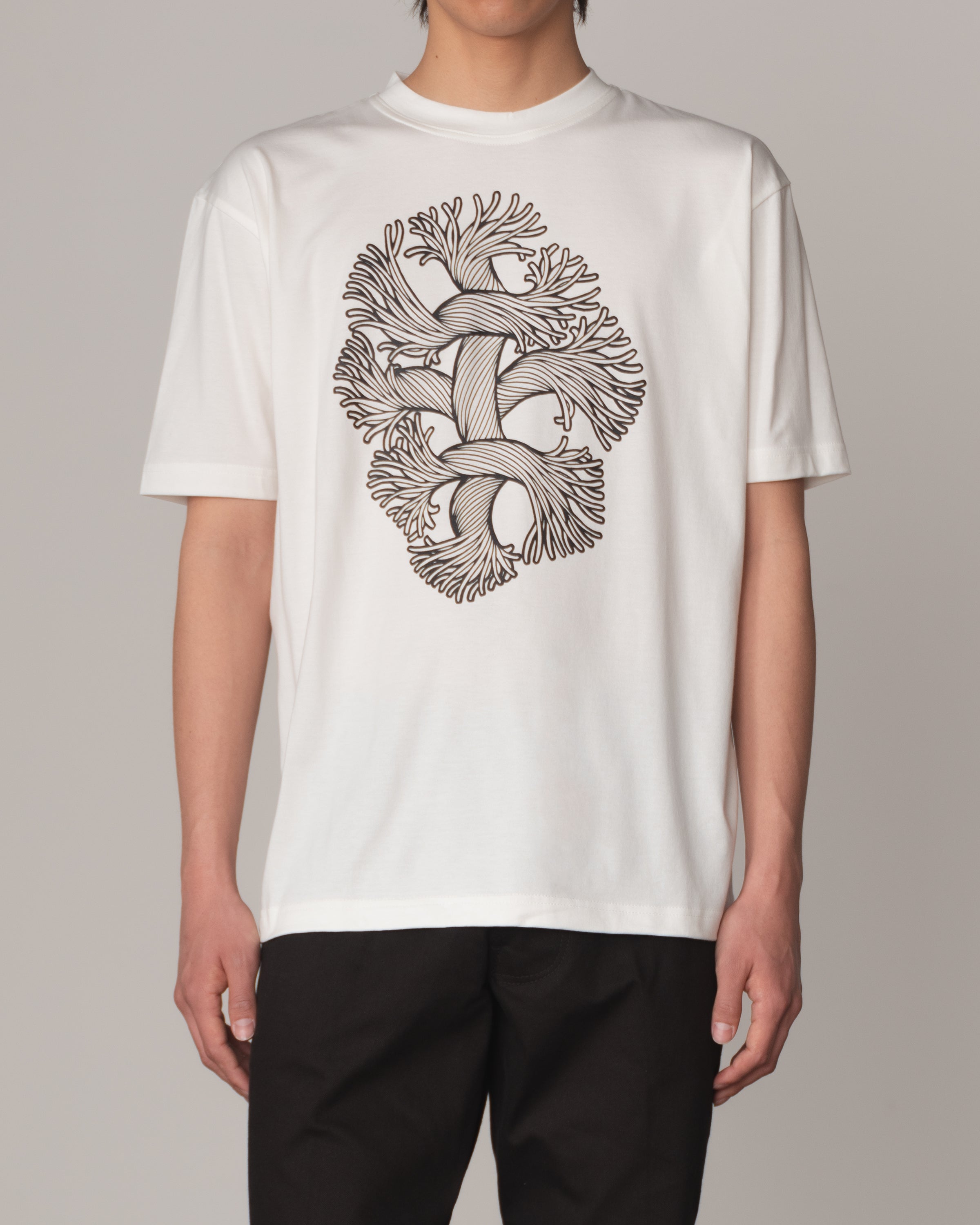 Tshirt Printed- Cotton100% Jersey- Cutout Rope- Fray- White