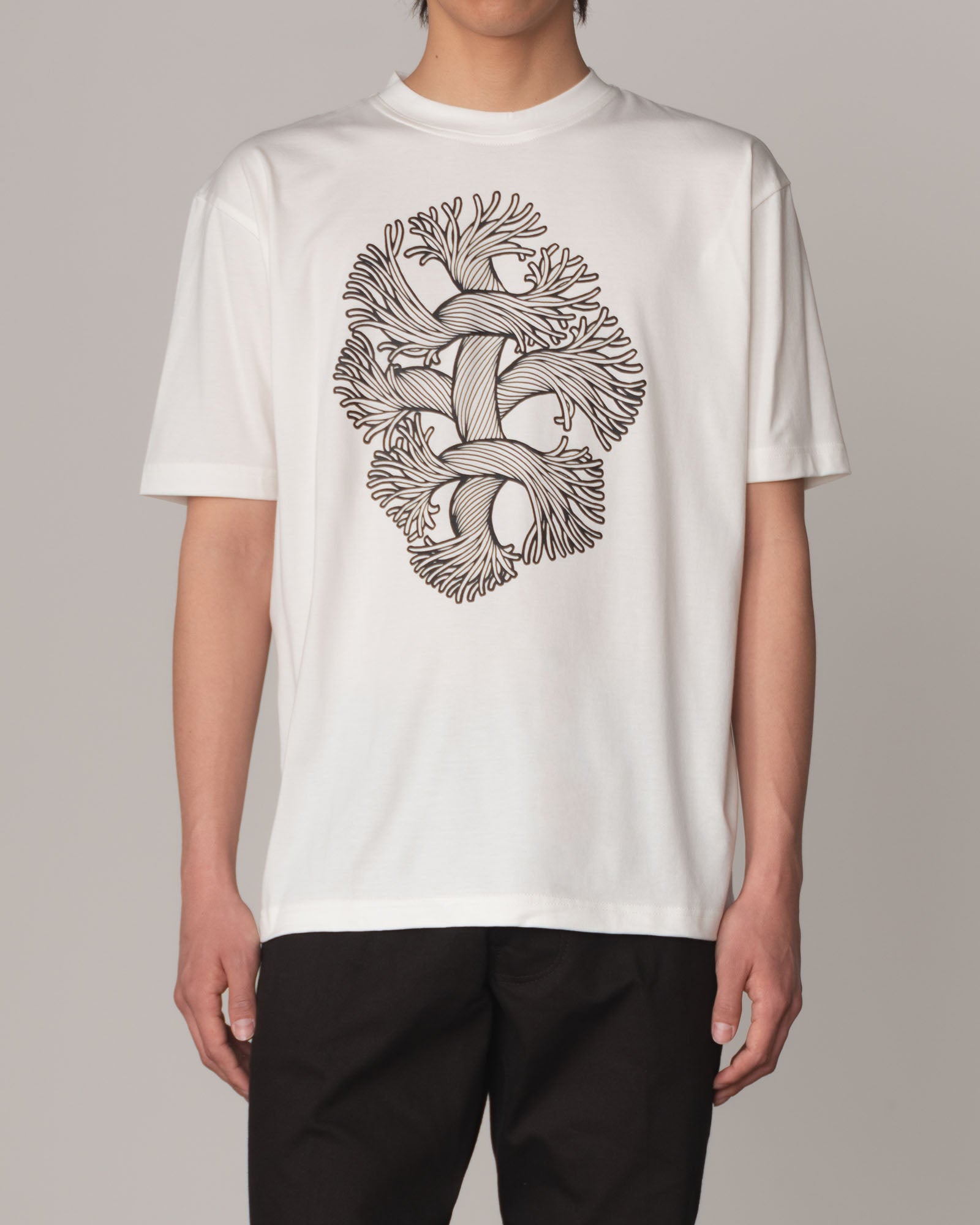 Tshirt Printed- Cotton100% Jersey- Cutout Rope- Fray- White