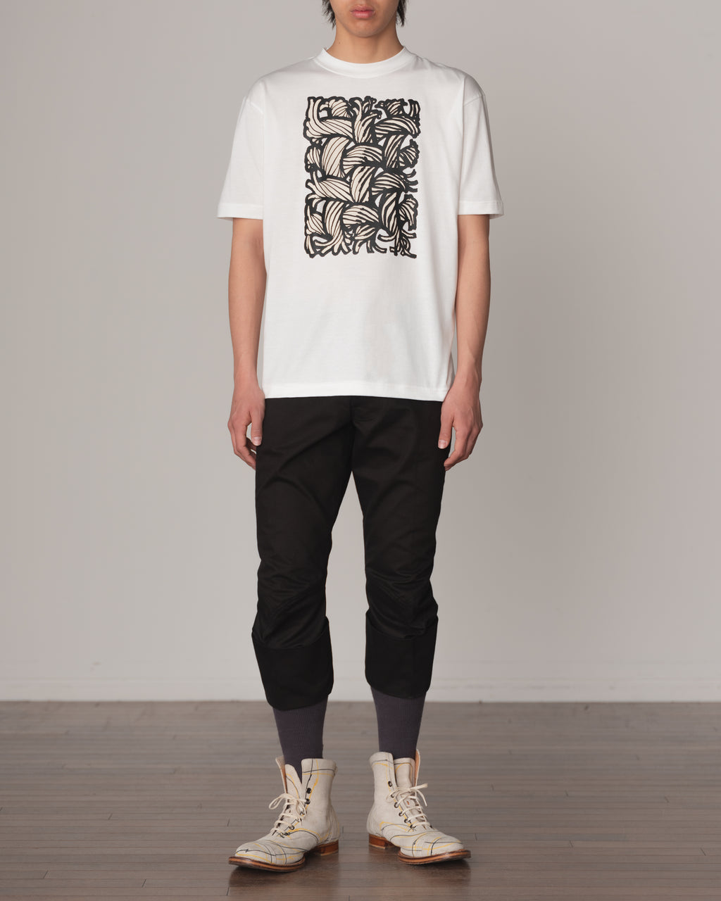 Tshirt Printed- Cotton100% Jersey- Painting Series 01- White Body Ivory Base