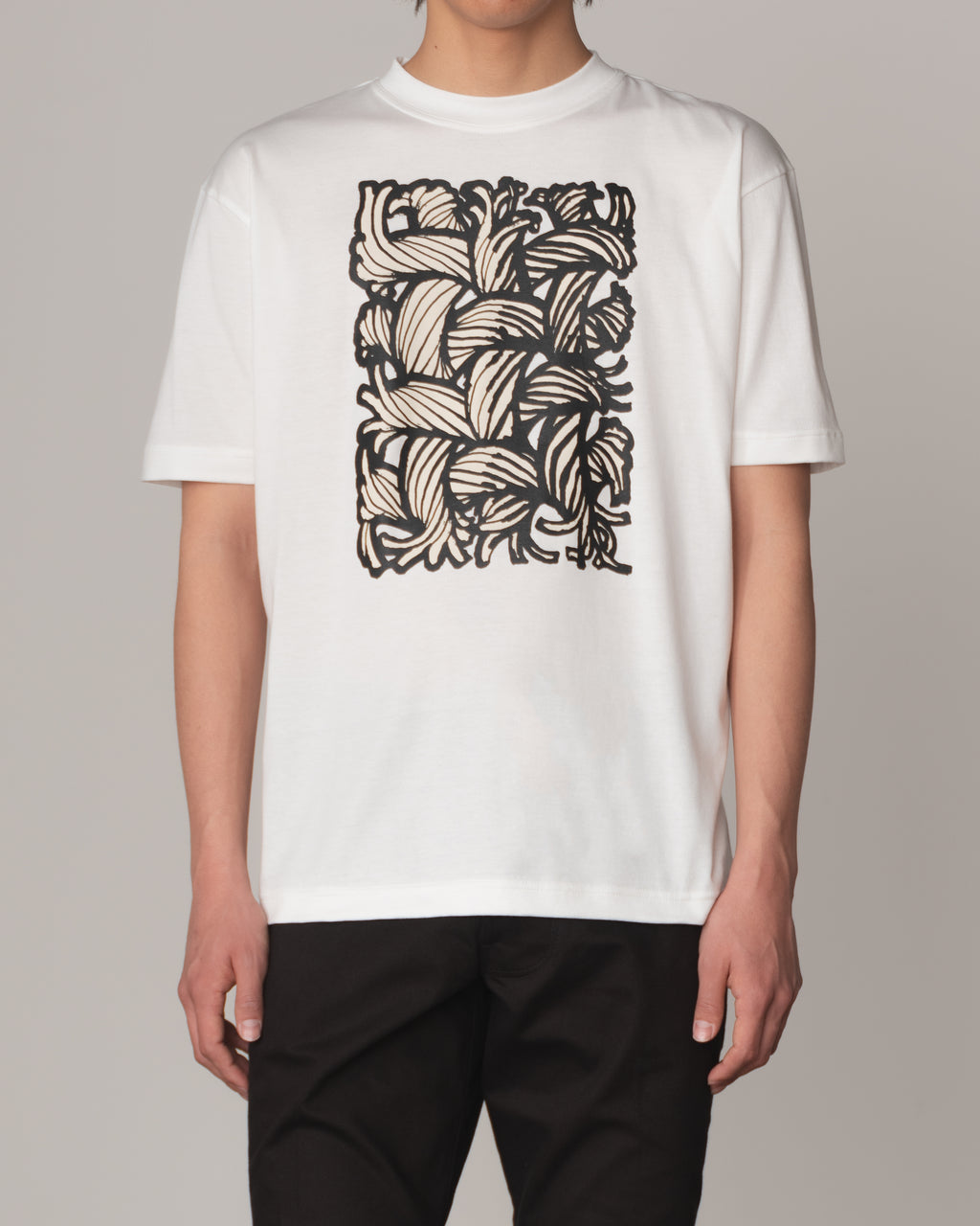 Tshirt Printed- Cotton100% Jersey- Painting Series 01- White Body Ivory Base