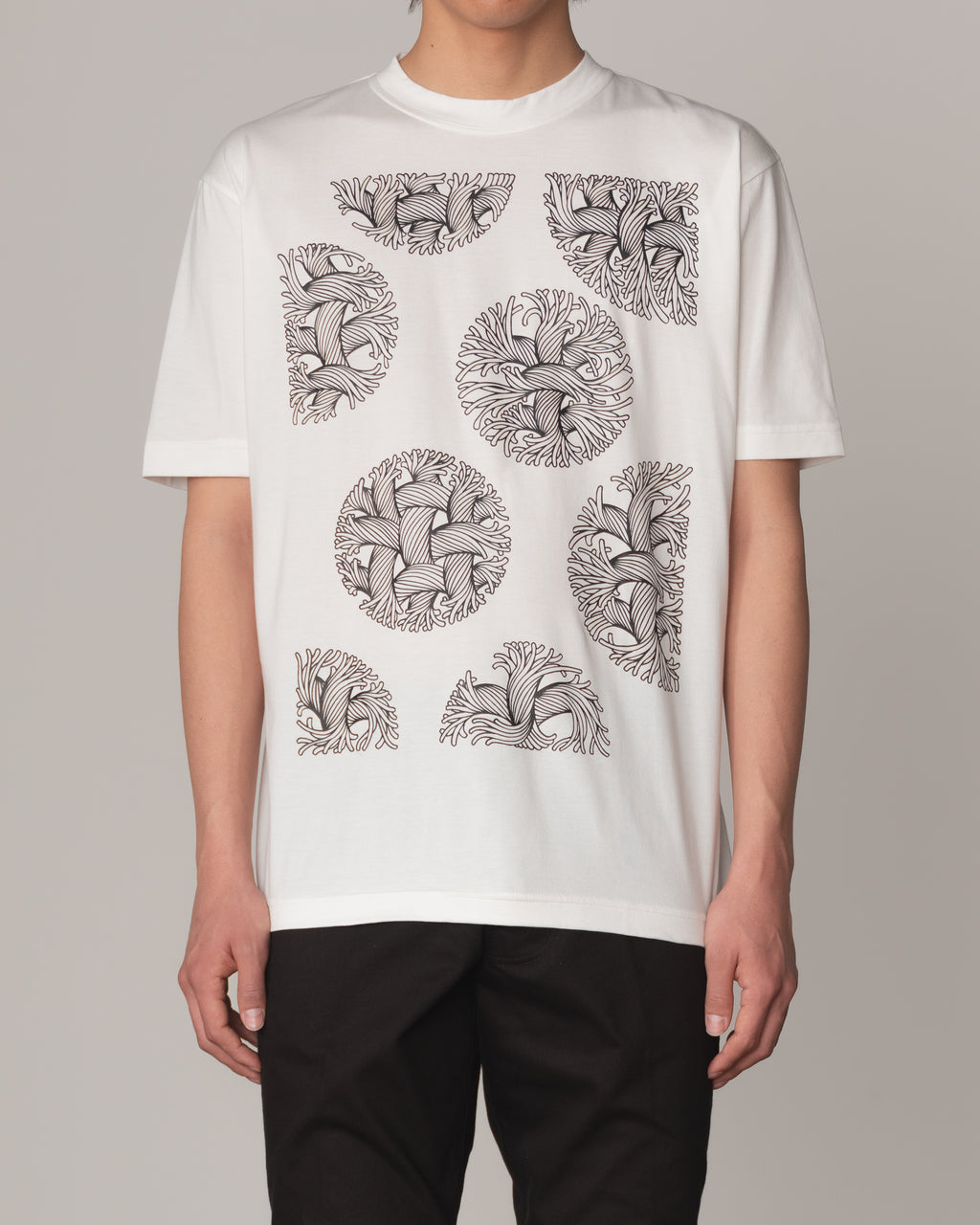 Tshirt Printed- Cotton100% Jersey- Bubble Rope Print- Off White