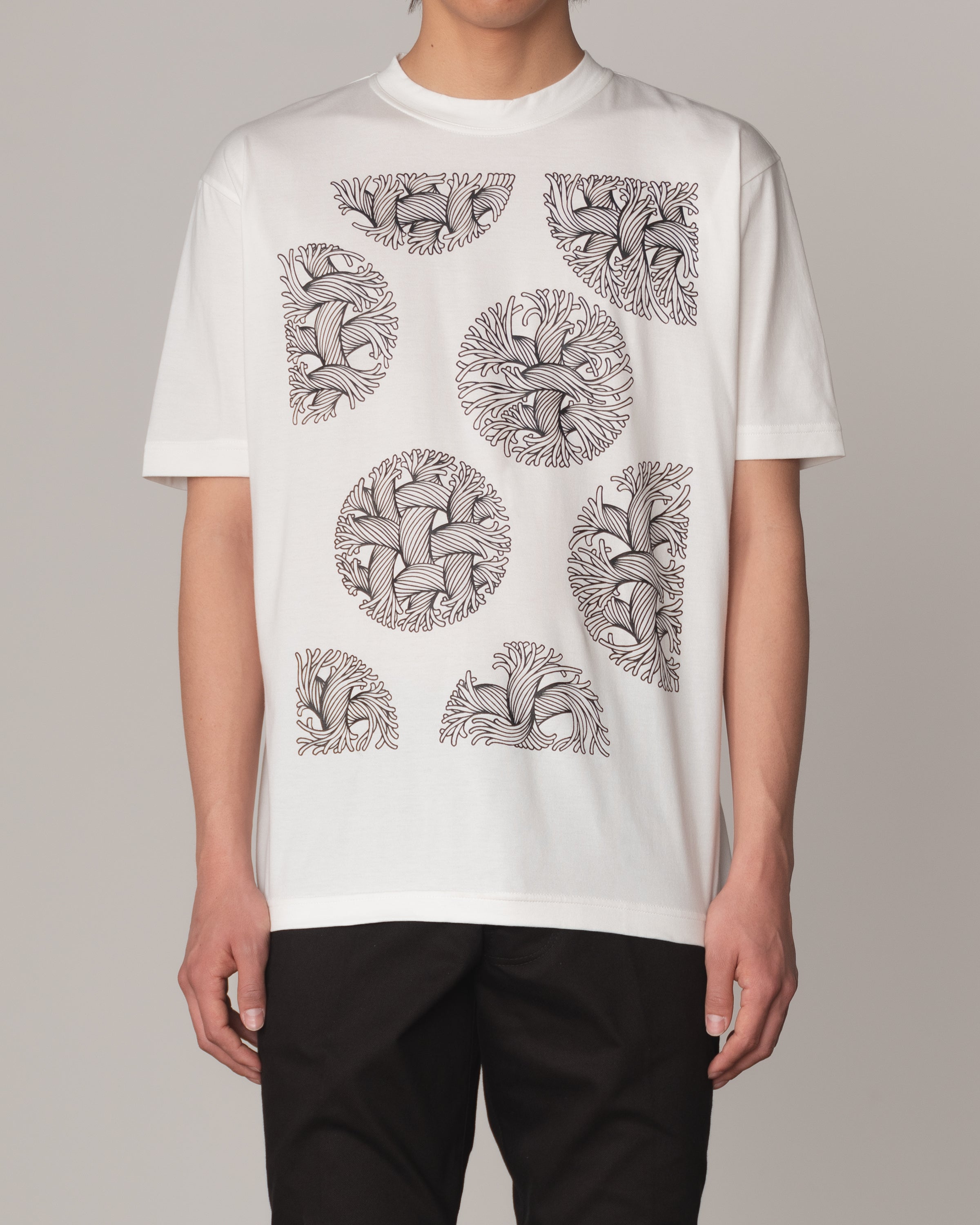 Tshirt Printed- Cotton100% Jersey- Bubble Rope Print- Off White