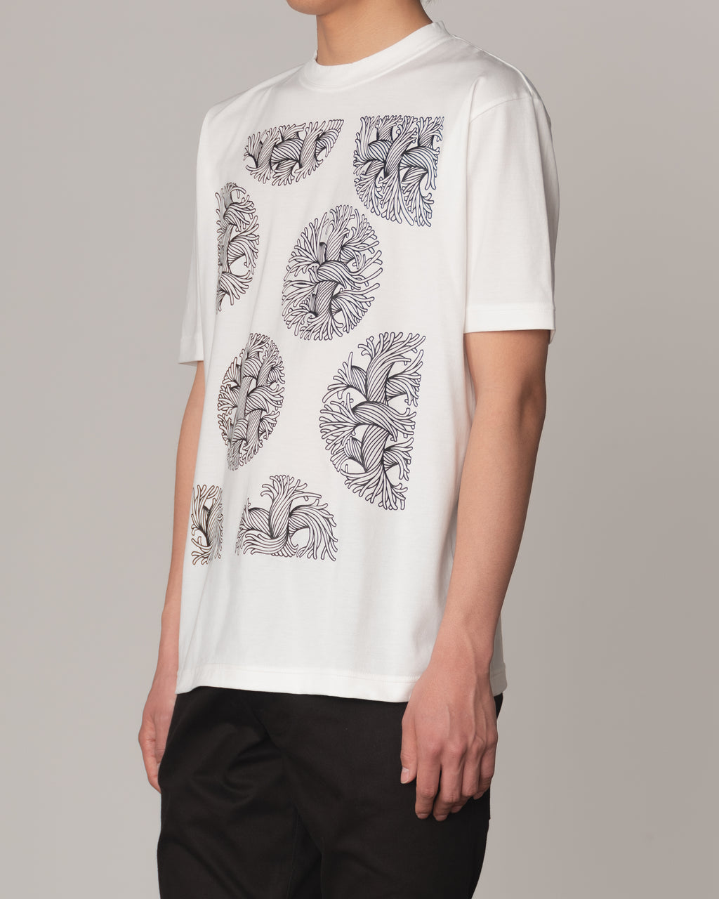 Tshirt Printed- Cotton100% Jersey- Bubble Rope Print- Off White