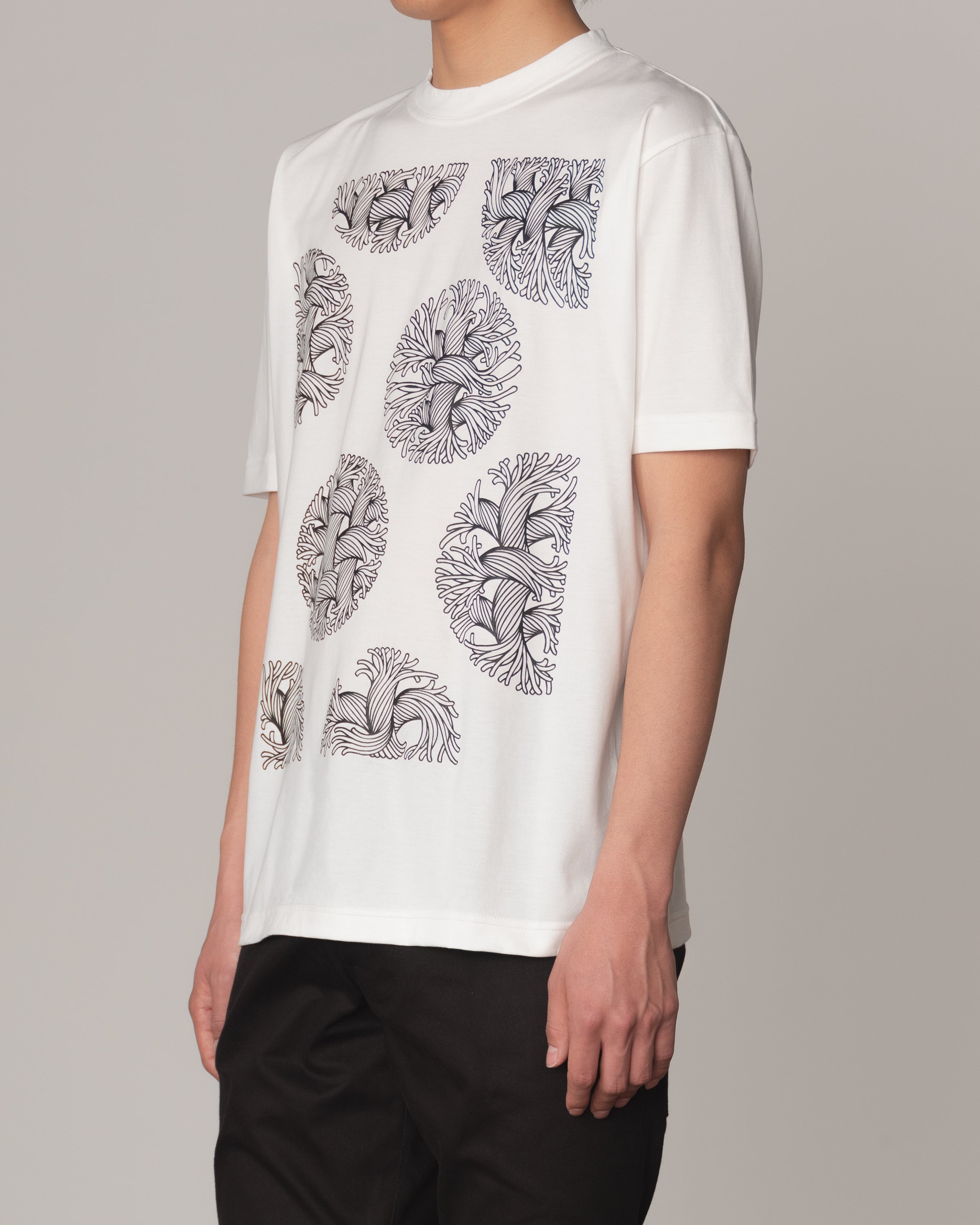 Tshirt Printed- Cotton100% Jersey- Bubble Rope Print- Off White