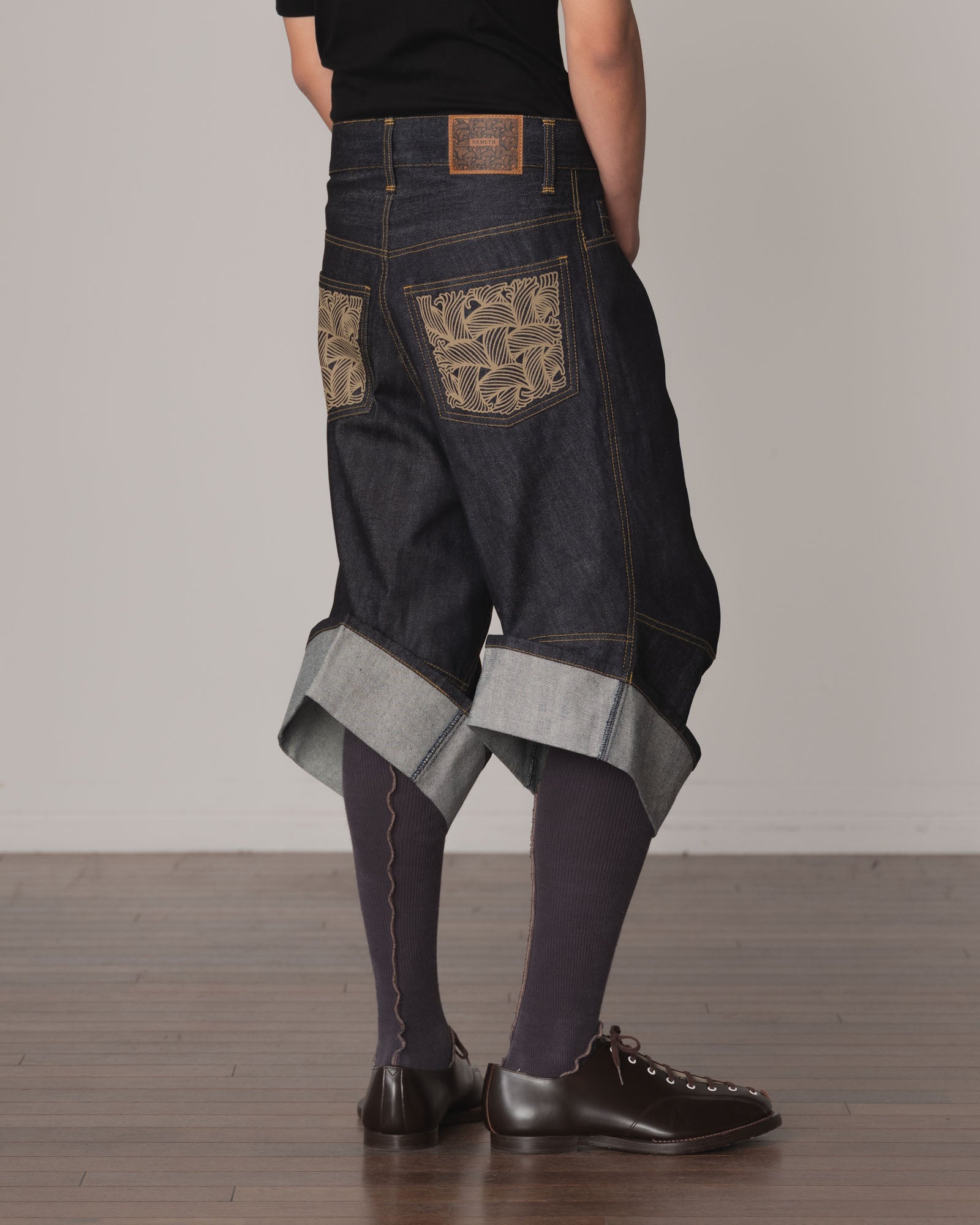 Trousers 9911- Cotton100% Denim- Pocket Rope Print- Indigo