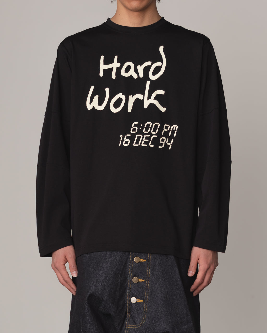 Tshirt 108- Cotton100% Jersey Print- Hard Work- Black